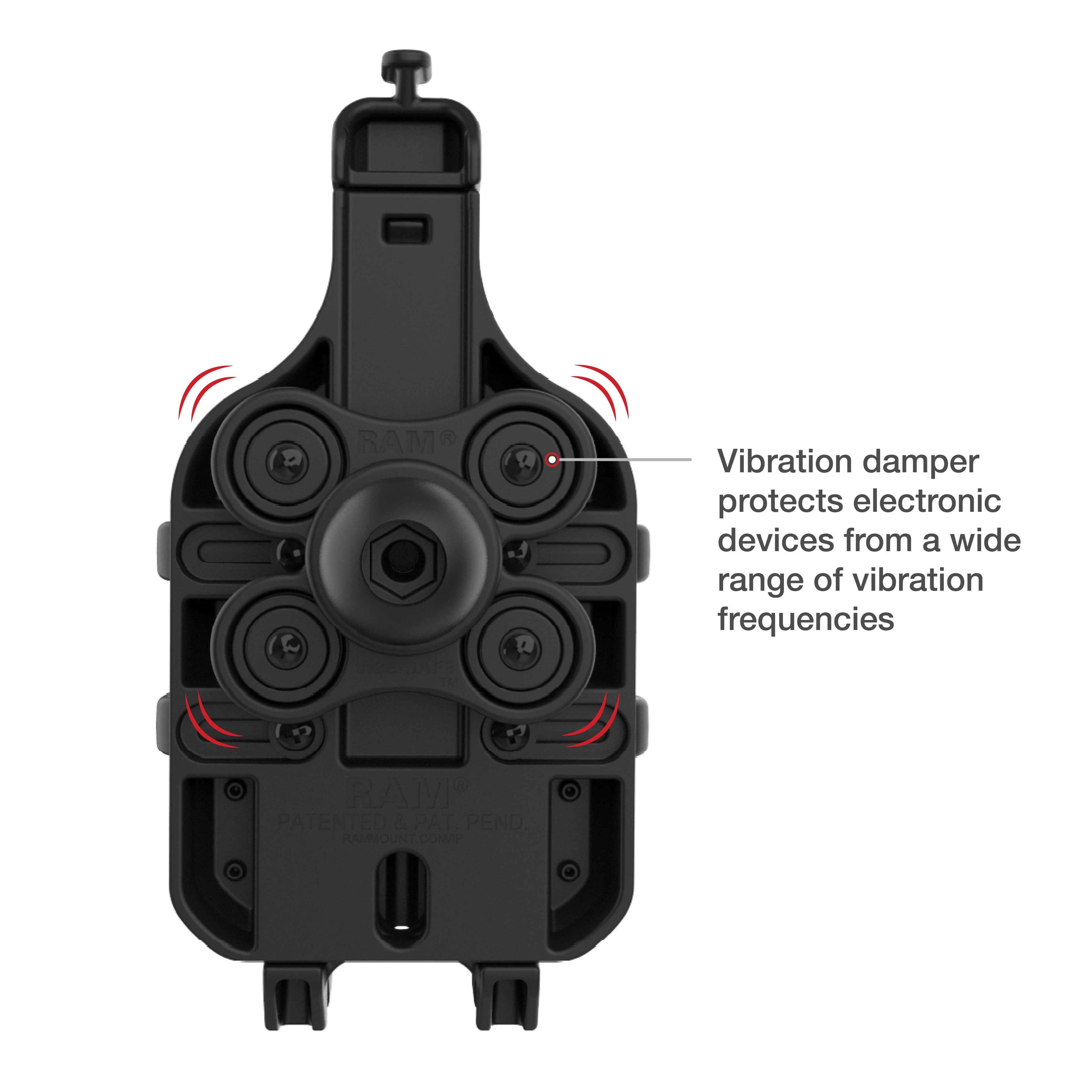 RAM-HOL-PD5BVU:RAM-HOL-PD5BVU_1:RAM® Quick-Grip™ Pro Phone Holder with Ball & Vibration Damper