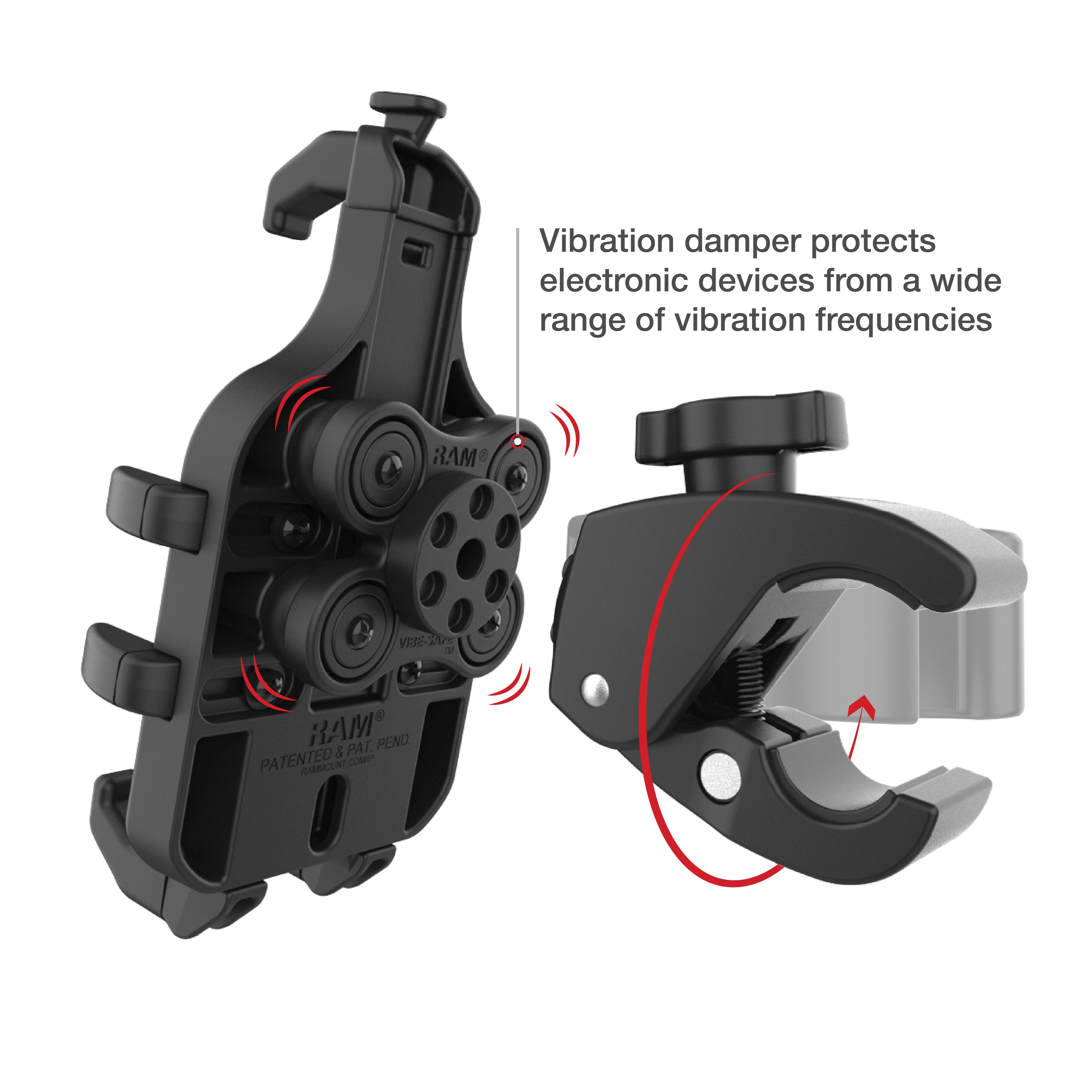 RAM-HOL-PD5V-400-1U:RAM-HOL-PD5V-400-1U_1:RAM® Quick-Grip™ Pro Vibration Damping Phone Mount with Tough-Claw™