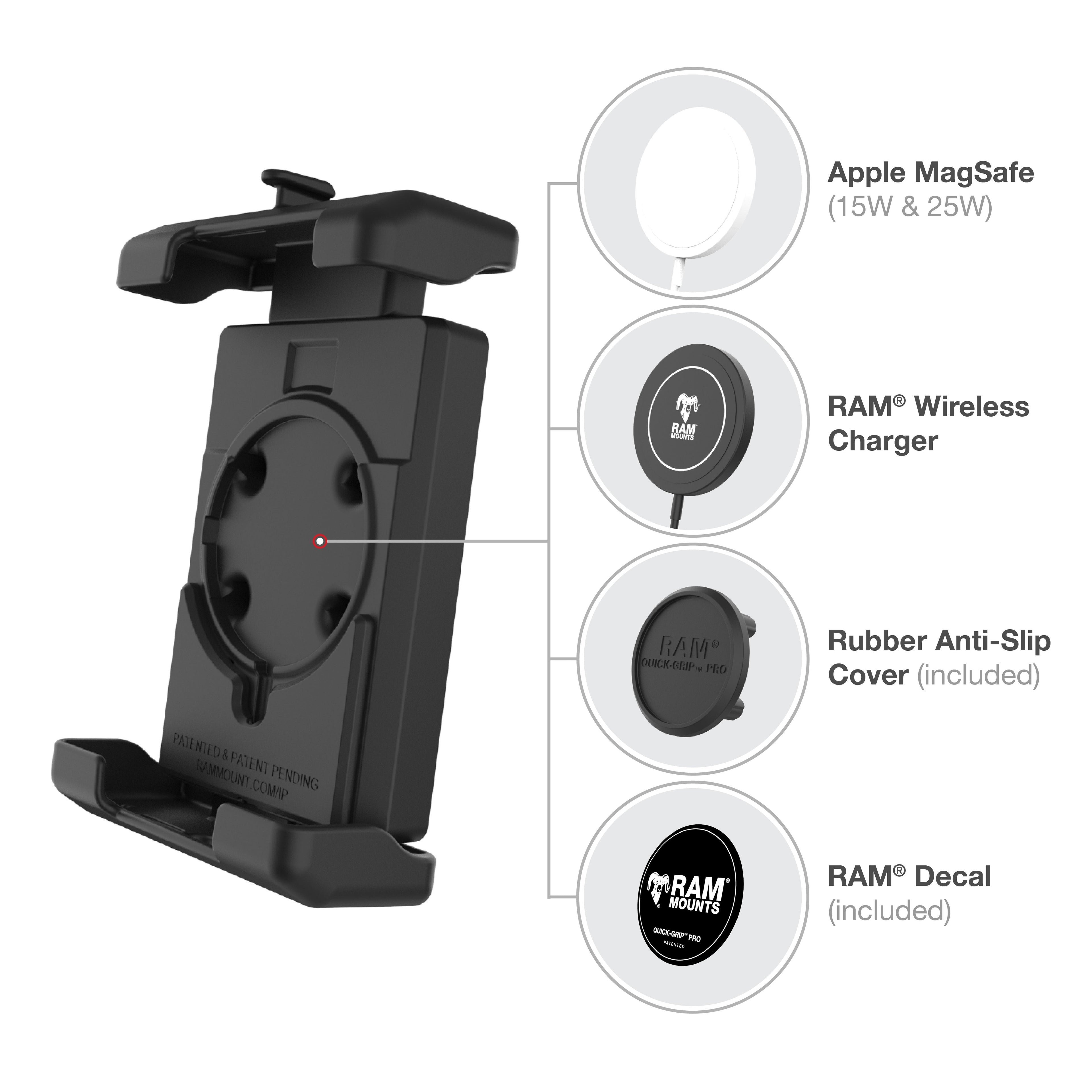 RAM-HOL-PD7BVU:RAM-HOL-PD7BVU_1:RAM® Quick-Grip™ Pro XL Phone Holder with Ball & Vibration Damper