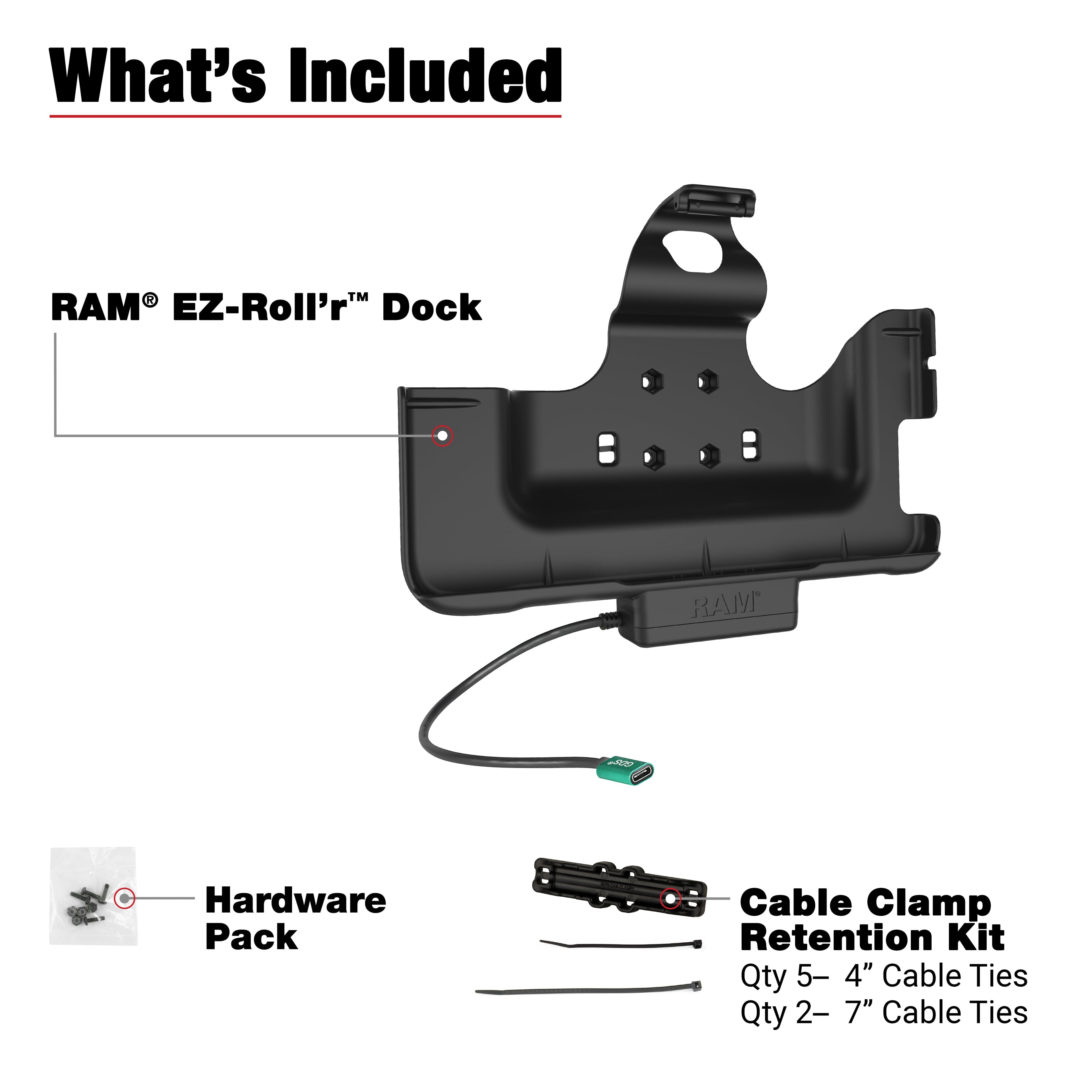 RAM-HOL-SAM52CPU:RAM-HOL-SAM52CPU_1:RAM® USB-C Powered Dock for Samsung Tab Active5 Pro & 4 Pro