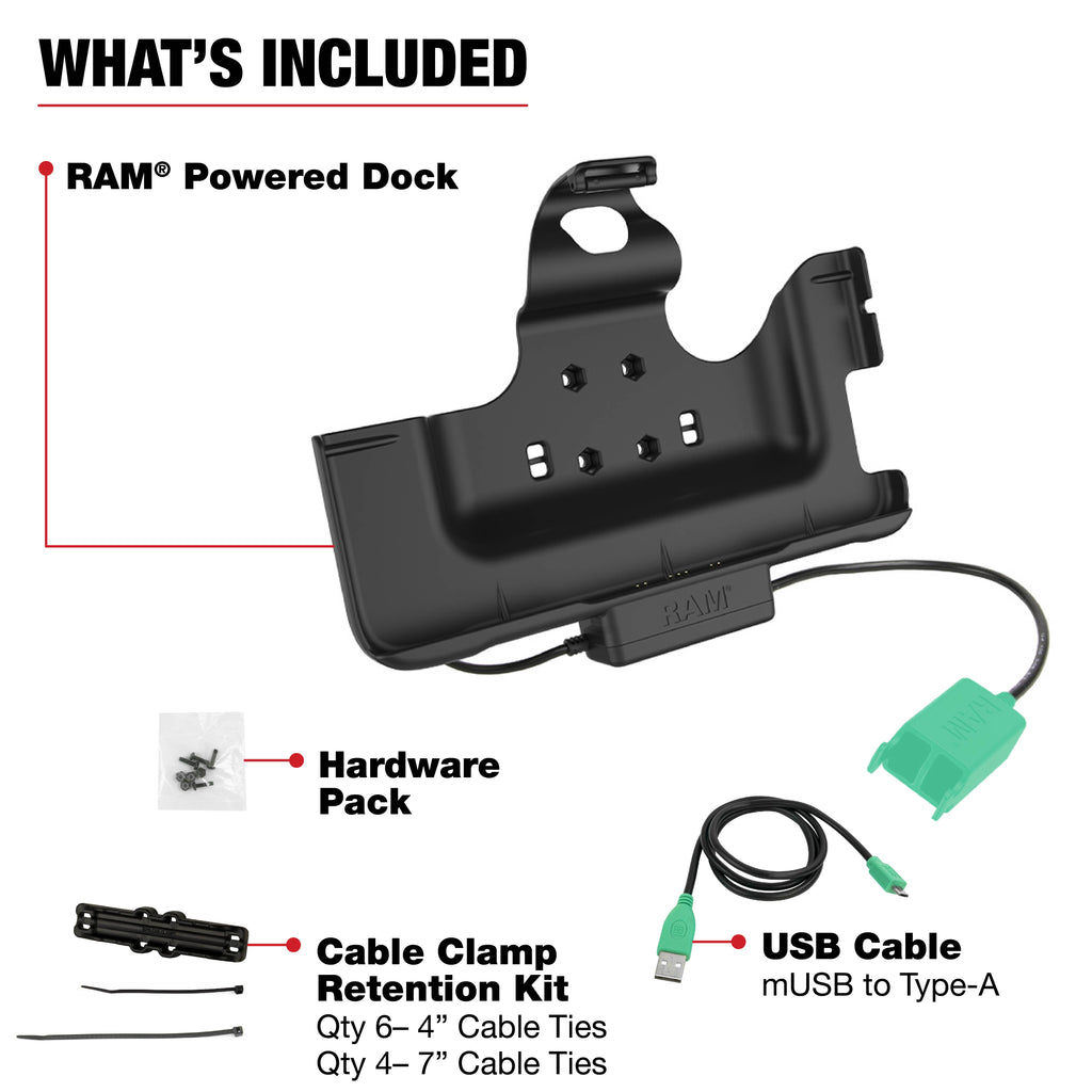 RAM-HOL-SAM52PD2U:RAM-HOL-SAM52PD2U_1:RAM® Power & Dual USB Data Dock for Tab Active5 Pro & 4 Pro