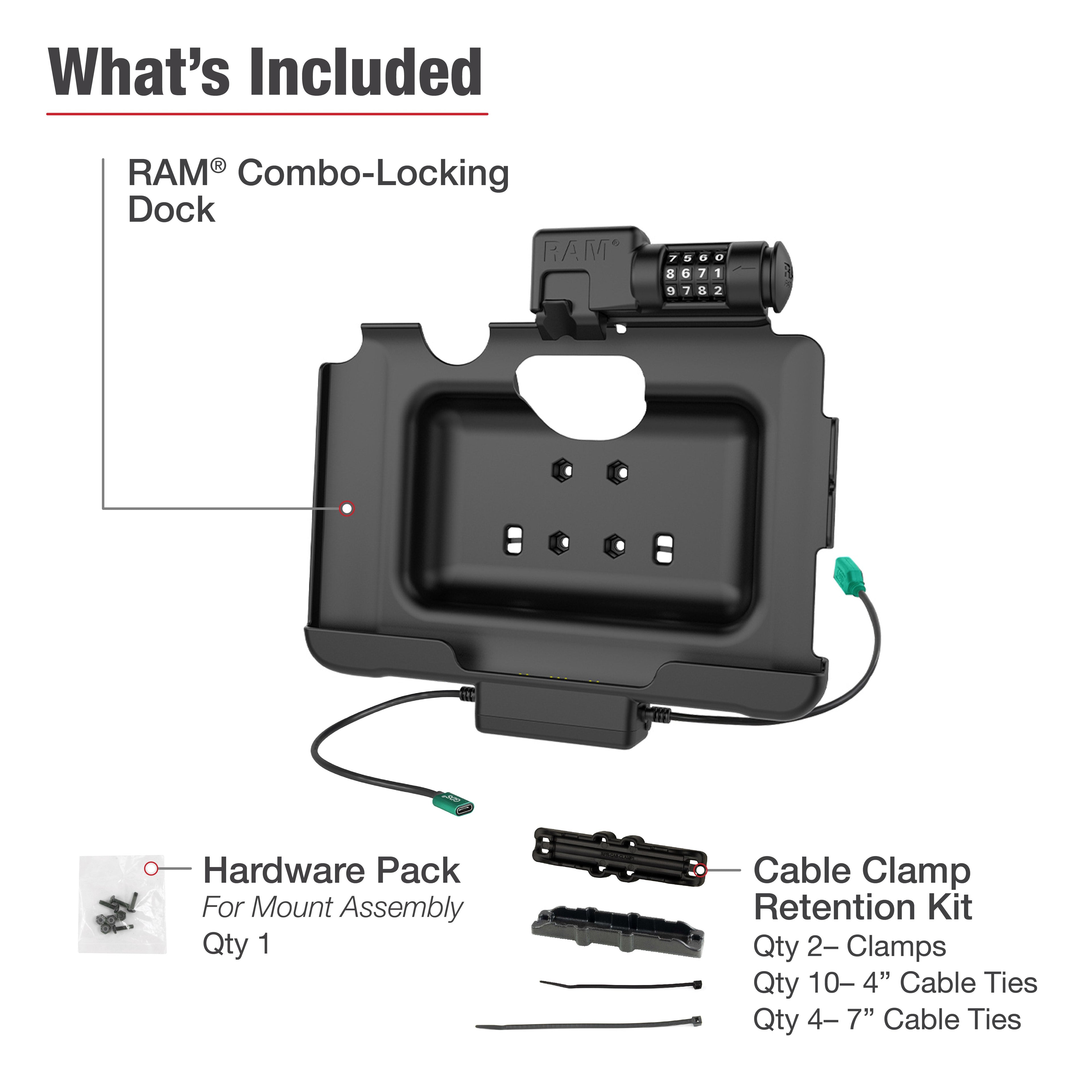 RAM-HOL-SAM57CPCL-1AU:RAM-HOL-SAM57CPCL-1AU_1:RAM® Combo-Locking Power + Data Dock for Tab Active5 Pro & 4 Pro