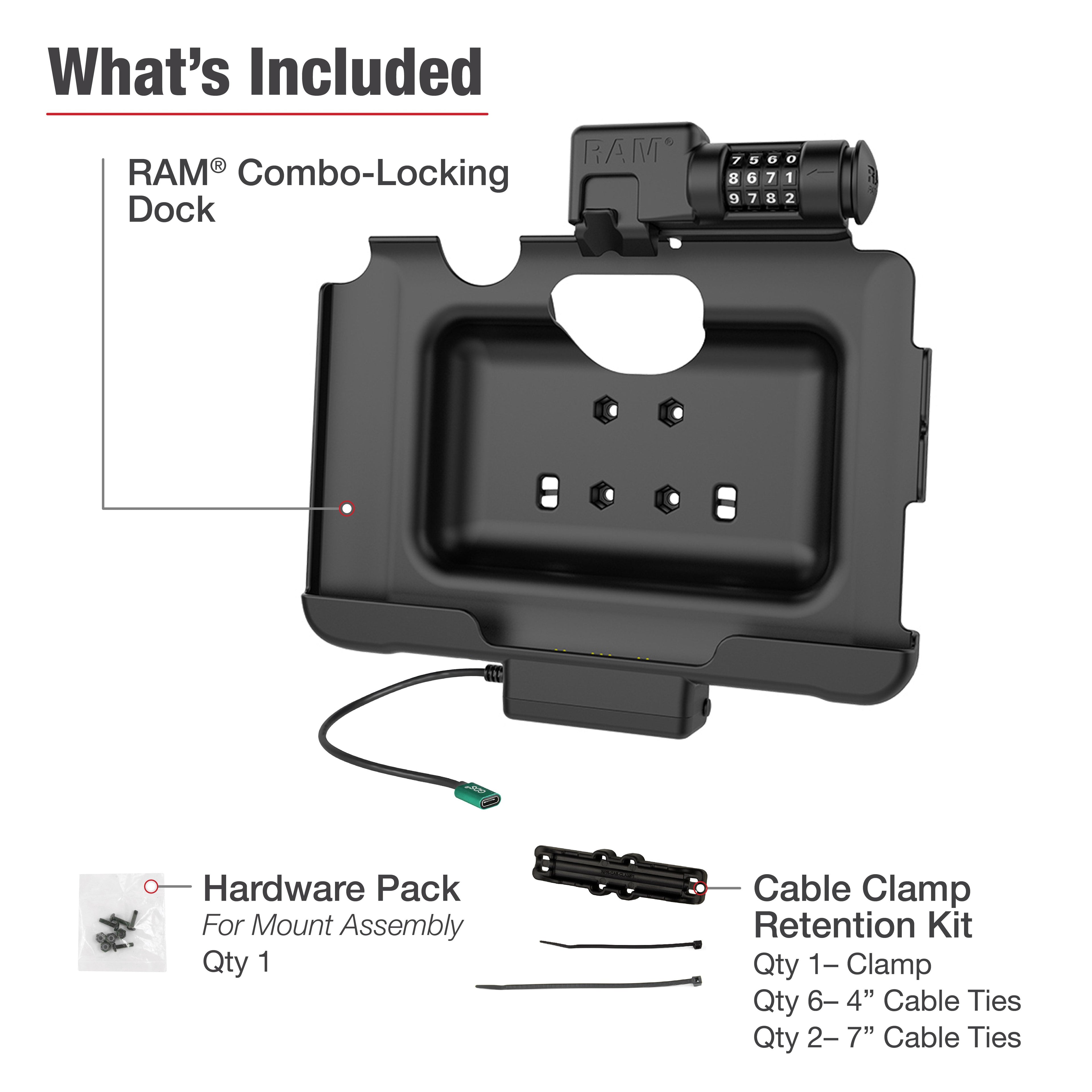 RAM-HOL-SAM57CPCLU:RAM-HOL-SAM57CPCLU_1:RAM® Combo-Locking USB-C Dock for Tab Active5 Pro & 4 Pro