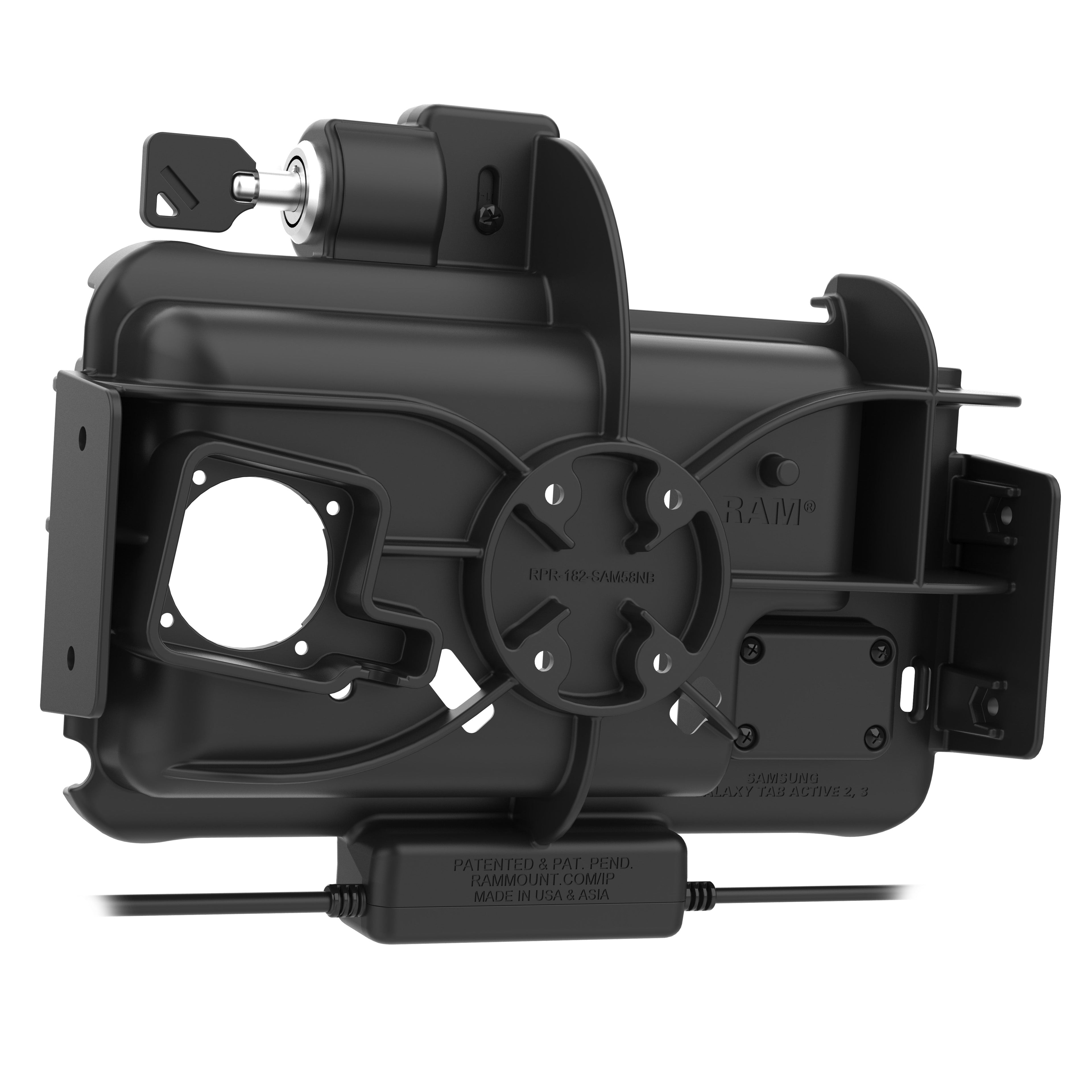 RAM-HOL-SAM58CPKLN-1AU:RAM-HOL-SAM58CPKLN-1AU_1:RAM® Locking Modular Power + Single USB Dock for Samsung Tab Active5 & 3
