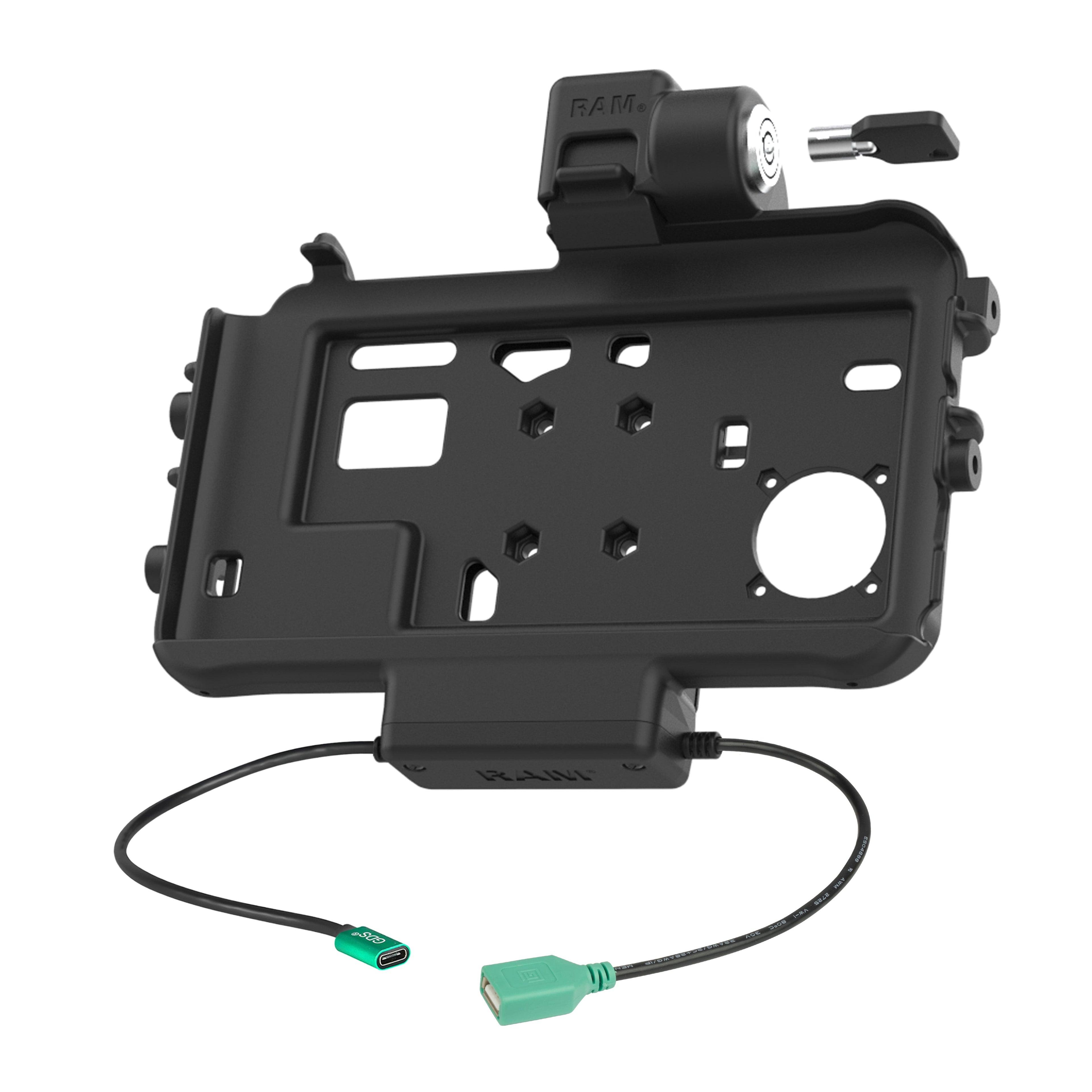 RAM-HOL-SAM58CPKLT-AU:RAM-HOL-SAM58CPKLT-AU_1:RAM® Thin-Dock™ Locking Power + Single USB Dock for Tab Active5 & 3