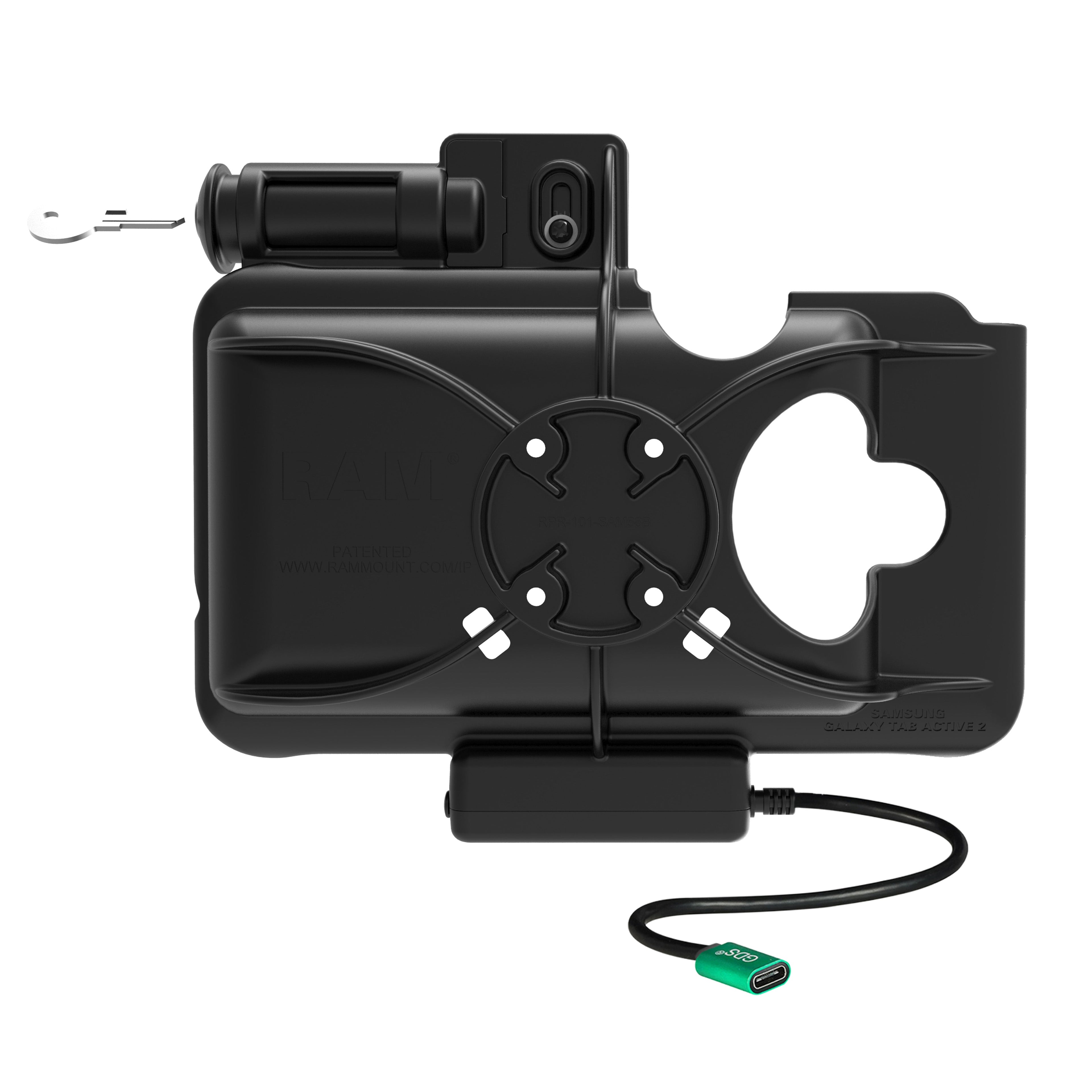 RAM-HOL-SAM58CPKLU:RAM-HOL-SAM58CPKLU_1:RAM® Key Locking USB-C Powered Dock for Samsung Tab Active5 & 3