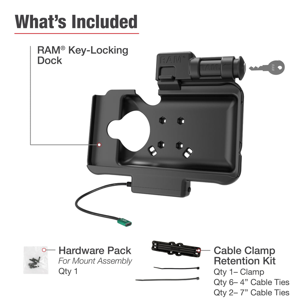 RAM-HOL-SAM58CPKLU:RAM-HOL-SAM58CPKLU_1:RAM® Key Locking USB-C Powered Dock for Samsung Tab Active5 & 3