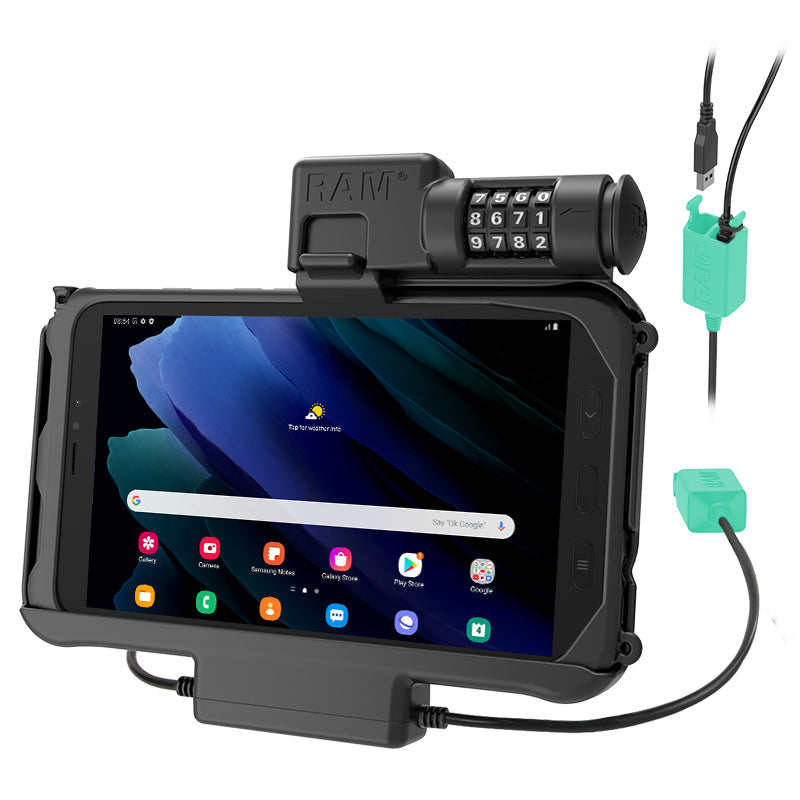 RAM-HOL-SAM58PD2CLU:RAM-HOL-SAM58PD2CLU_1:RAM® Combo Locking Power + Dual USB Dock for Tab Active5 & 3