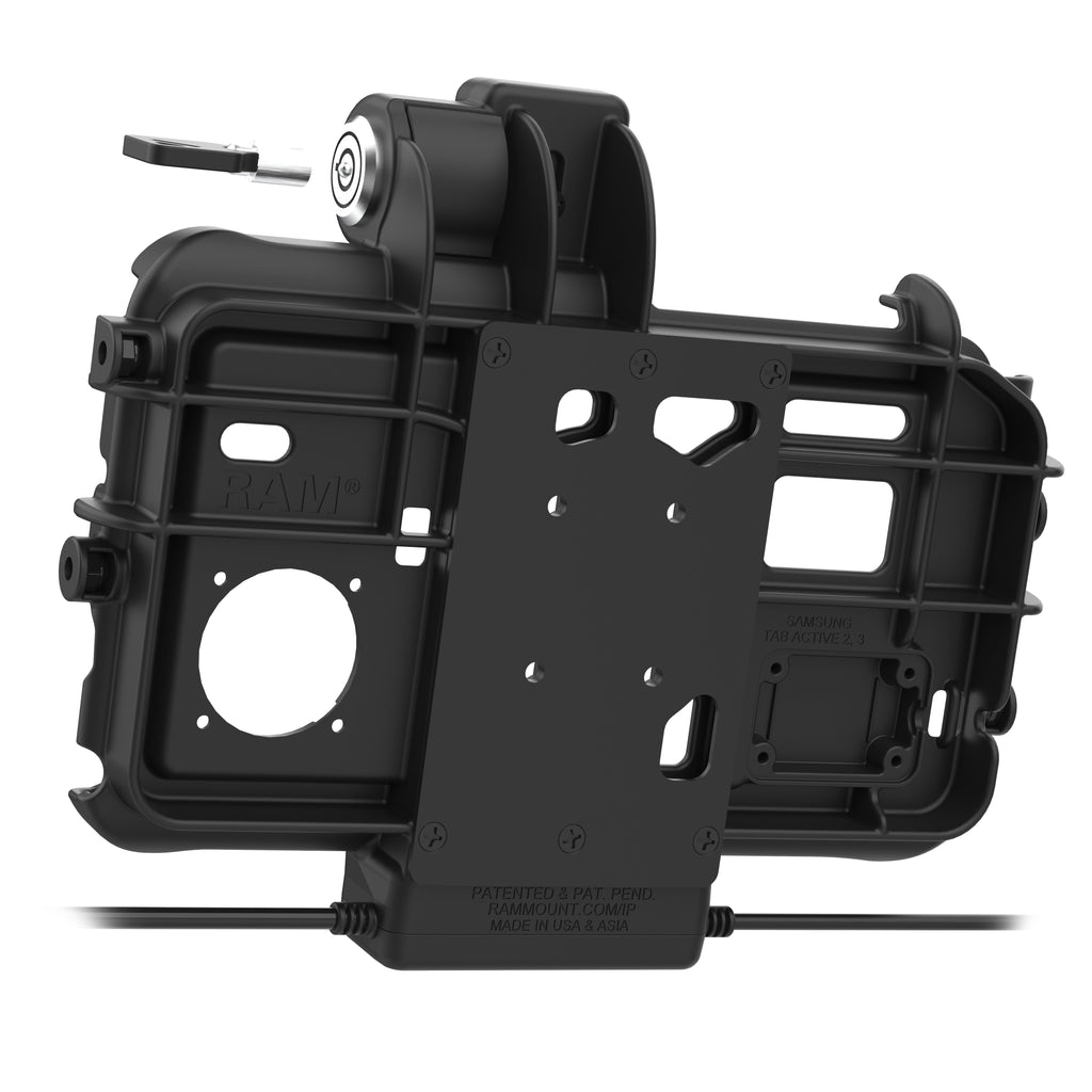 RAM-HOL-SAM58PD2KLTU:RAM-HOL-SAM58PD2KLTU_1:RAM® Thin-Dock™ Locking Power + Dual USB Dock for Tab Active5 & 3