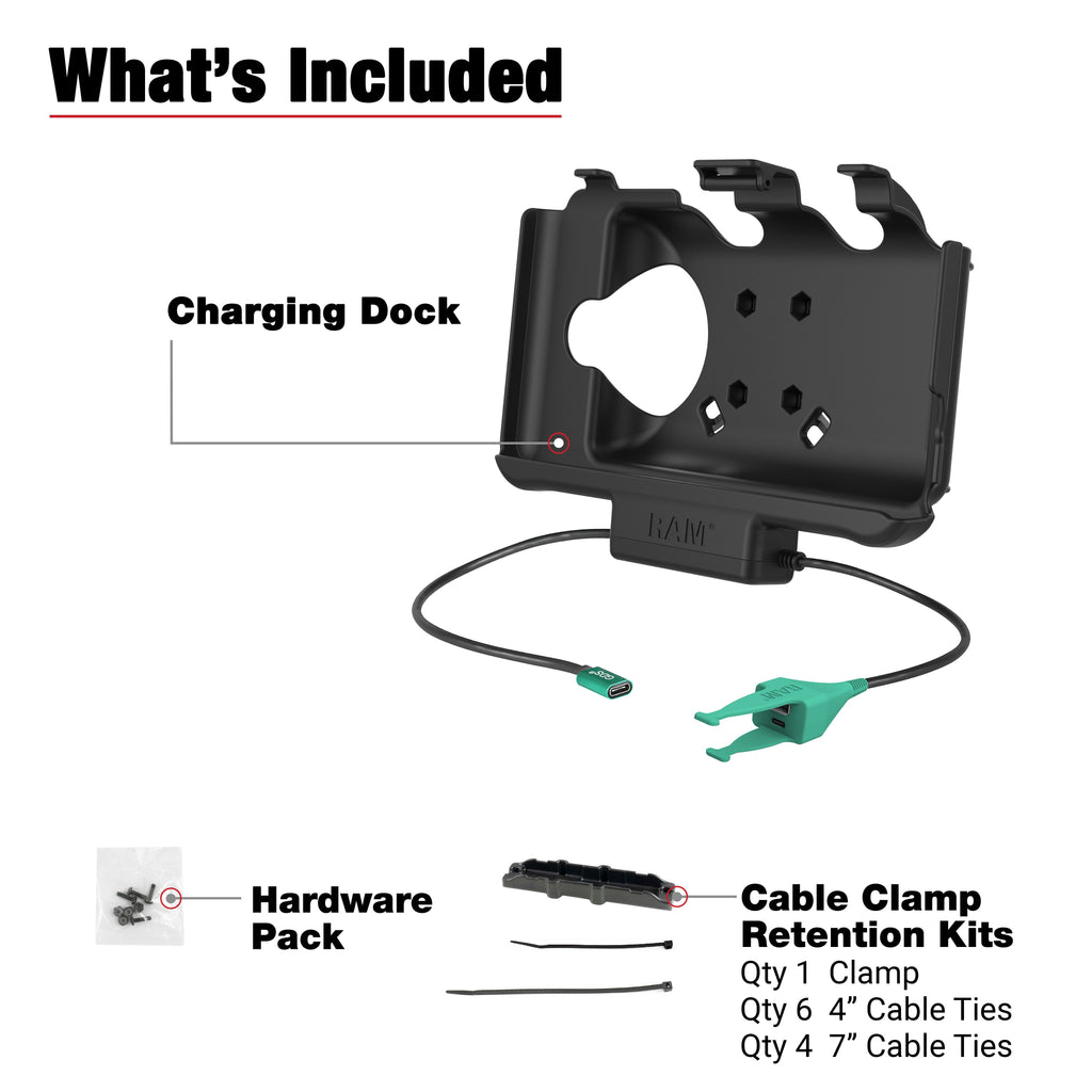 RAM-HOL-SAM60CP-CAU:RAM-HOL-SAM60CP-CAU_1:RAM® USB-C Powered Dock + USB-C & USB-A Data for Samsung Tab Active5 & 3
