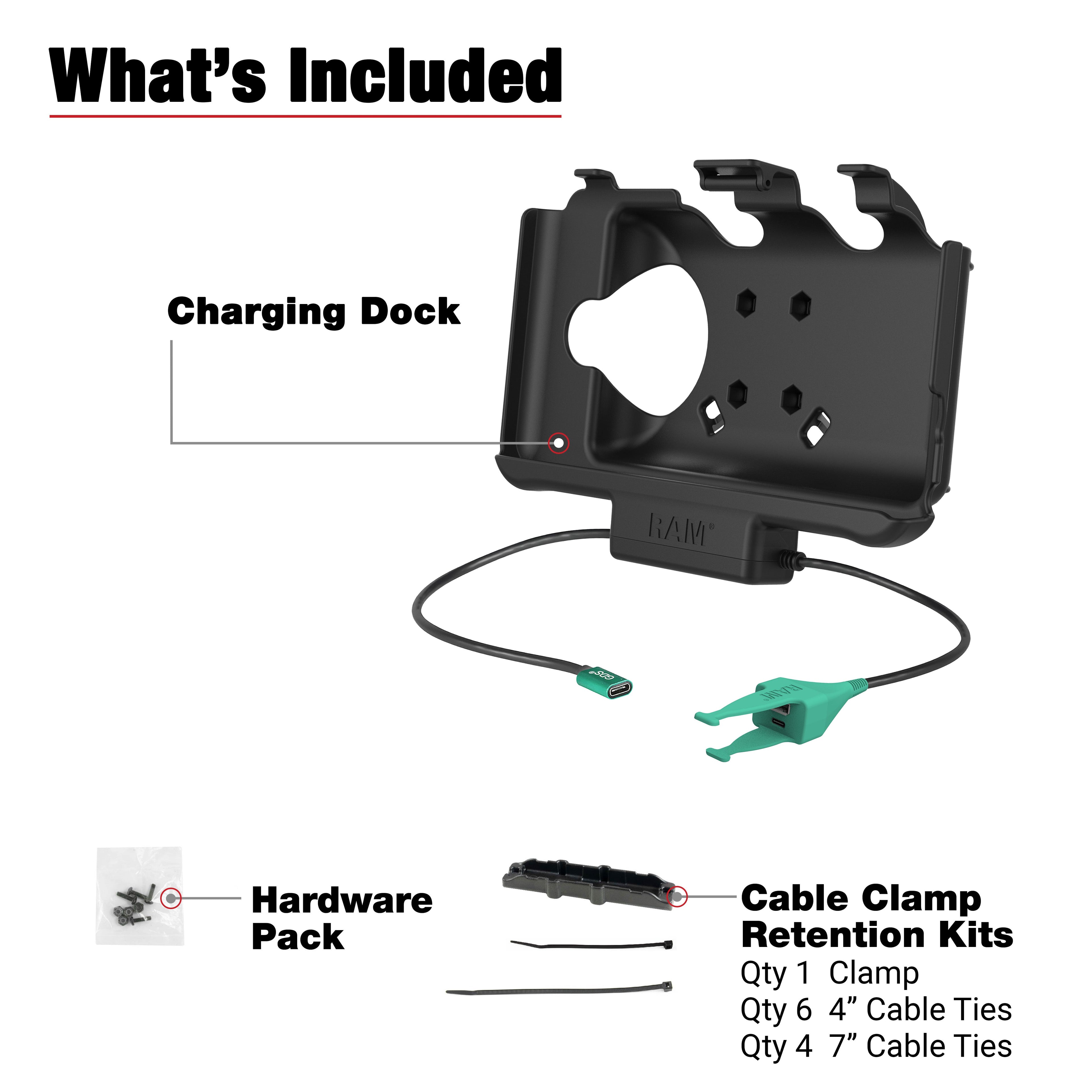 RAM-HOL-SAM60CP-CAU:RAM-HOL-SAM60CP-CAU_1:RAM® USB-C Powered Dock + USB-C & USB-A Data for Samsung Tab Active5 & 3