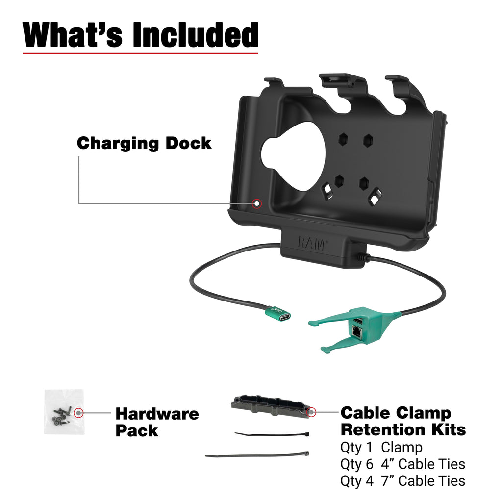 RAM-HOL-SAM60CP-RJ45AU:RAM-HOL-SAM60CP-RJ45AU_1:RAM® USB-C Powered Dock + USB-A & RJ45 Data for Samsung Tab Active5 & 3