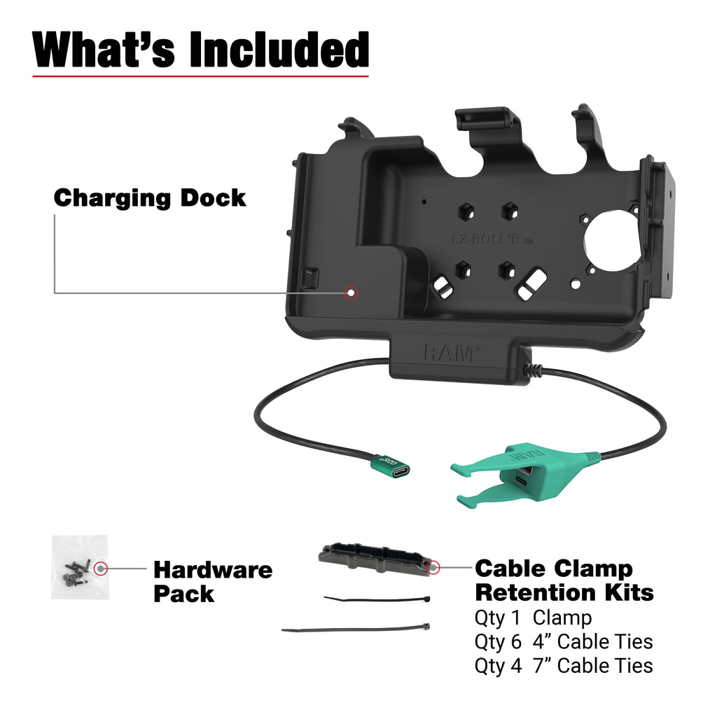 RAM-HOL-SAM60CPN-CAU:RAM-HOL-SAM60CPN-CAU_1:RAM® USB-C Modular Dock + USB-C & USB-A Data for Samsung Tab Active5 & 3