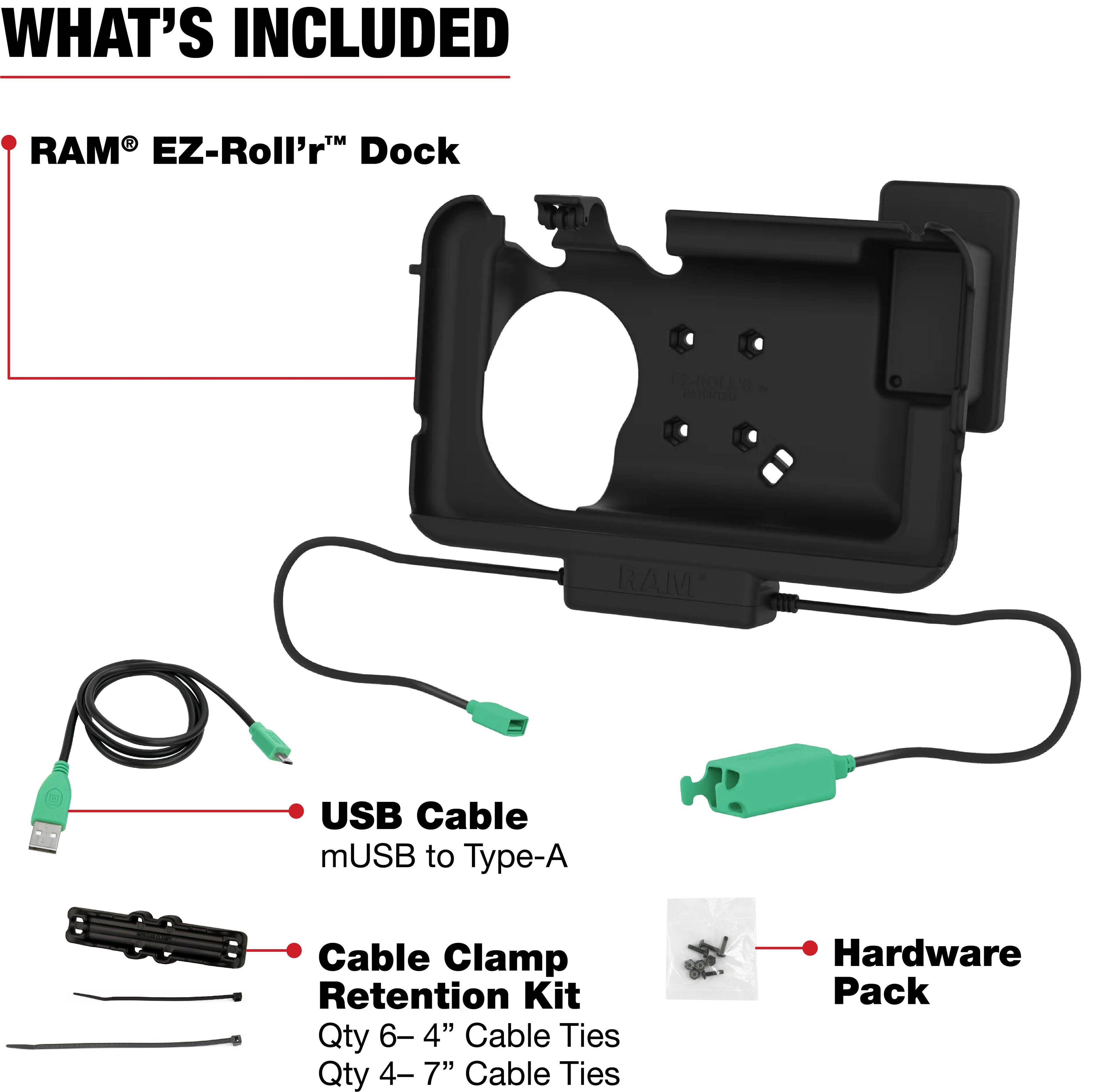 RAM-HOL-SAM60PD2-OT1U:RAM-HOL-SAM60PD2-OT1U_1:RAM® Power + Dual USB Dock for Tab Active3 with OtterBox uniVERSE