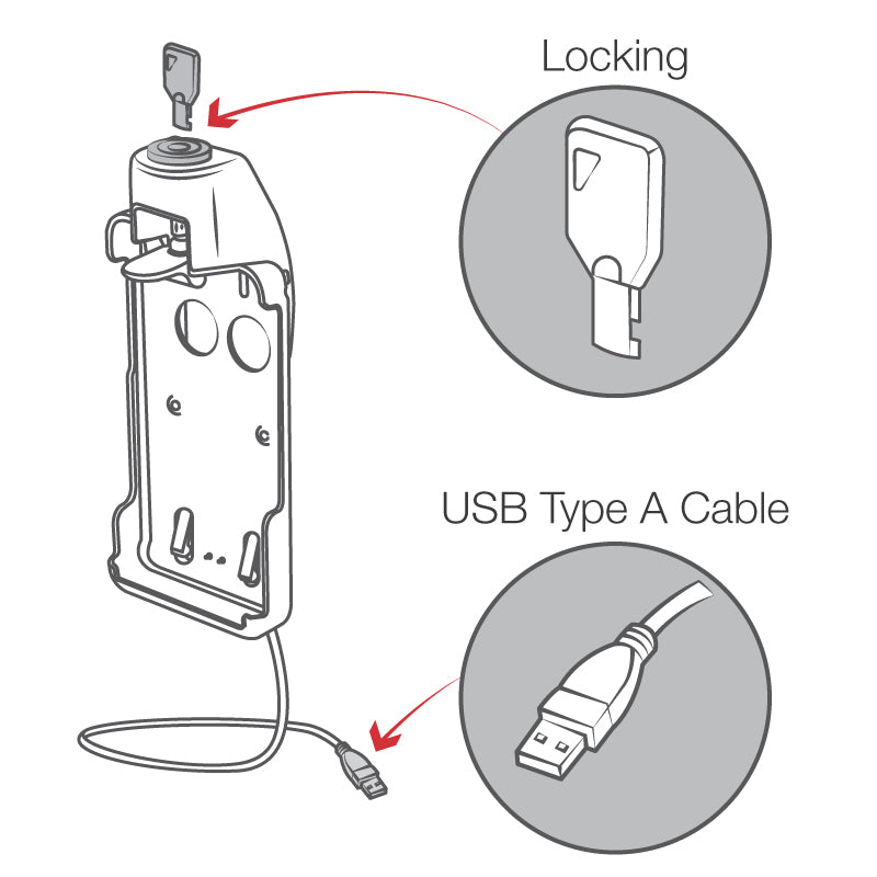 RAM-HOL-SNM1PLU:RAM-HOL-SNM1PLU_1:RAM® EZ-Roll'r™ Powered Locking Dock for Sonim XP5s