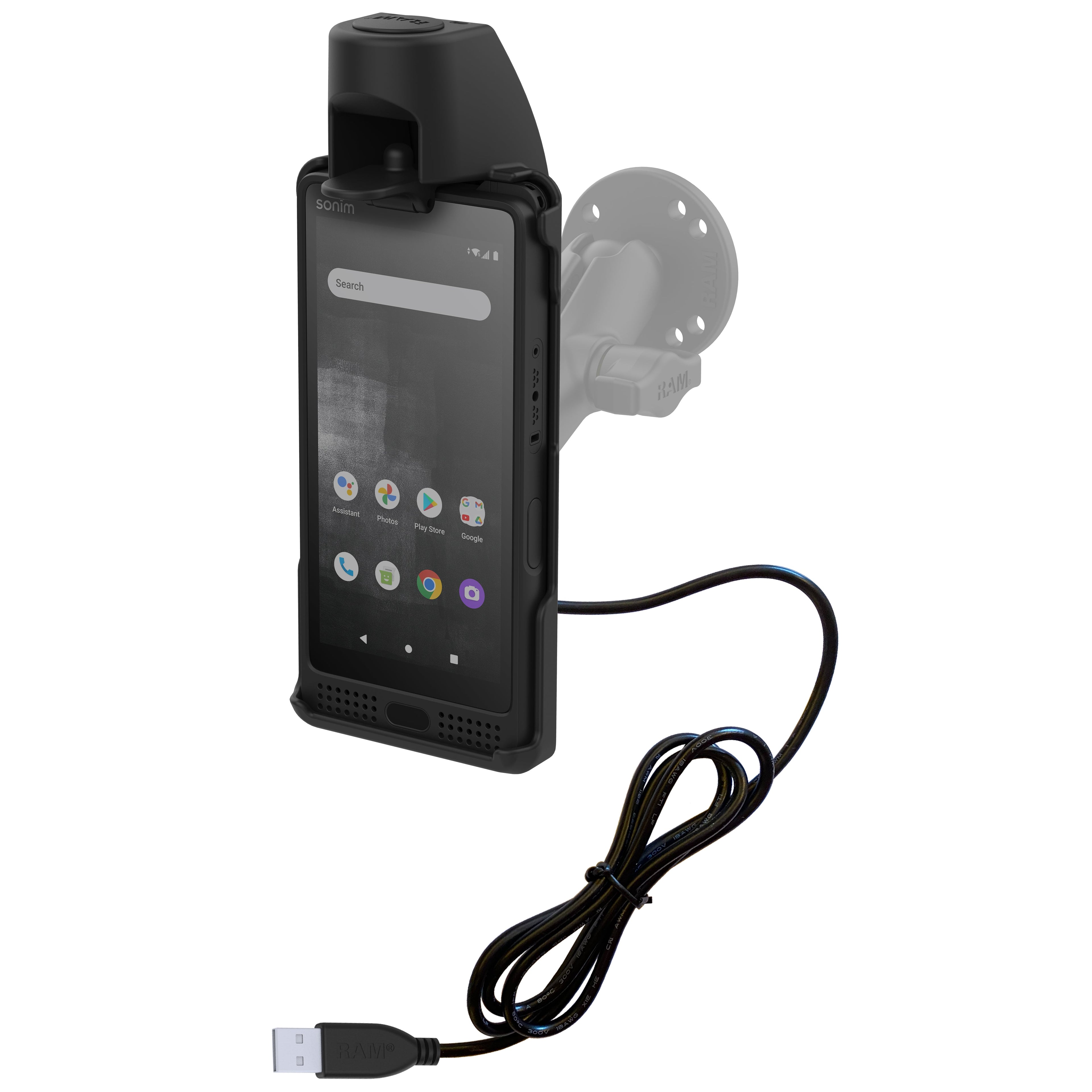 RAM-HOL-SNM4PU:RAM-HOL-SNM4PU_1:RAM® EZ-Roll'r™ Powered Dock for Sonim XP10