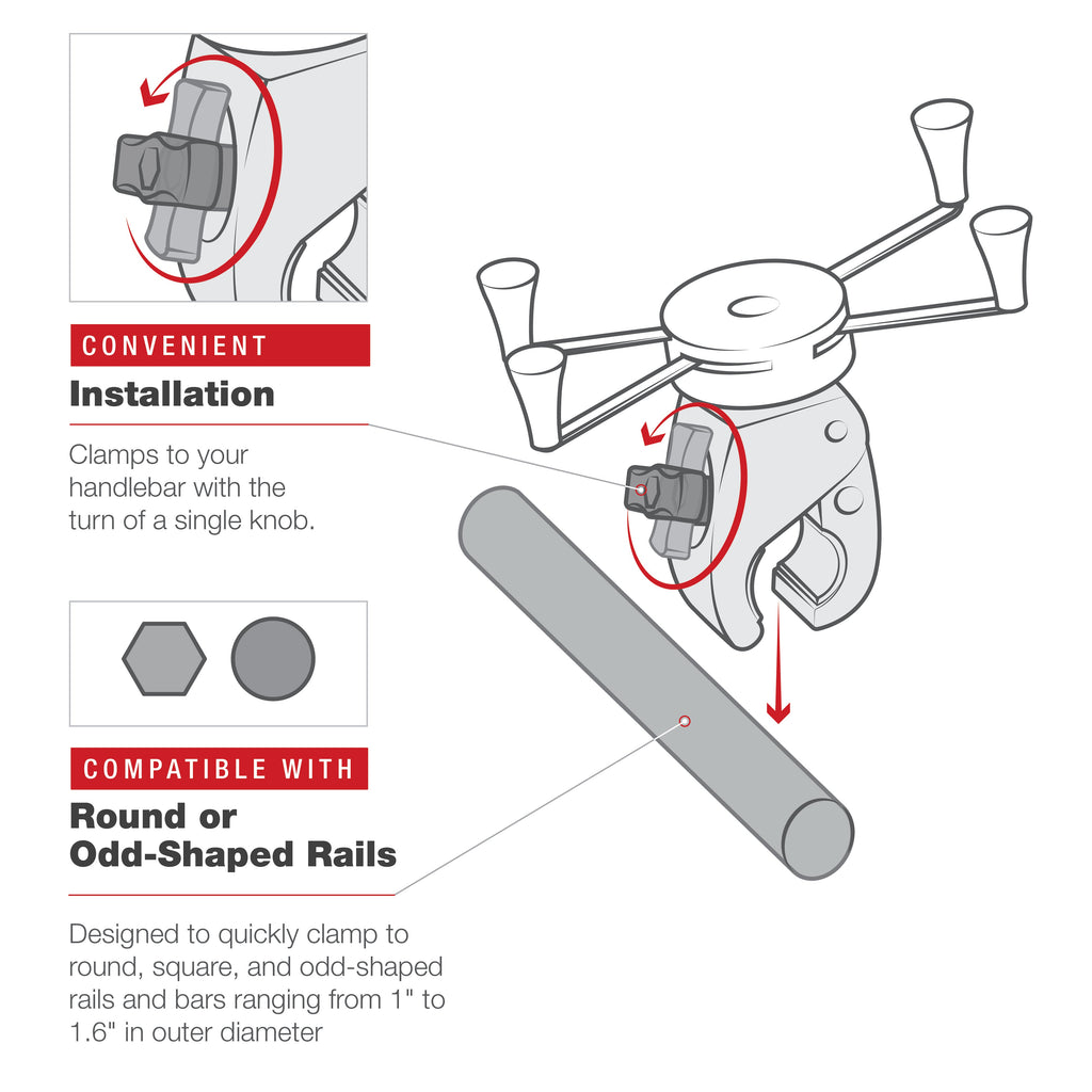 RAM-HOL-UN10-404-2U:RAM-HOL-UN10-404-2U_1:RAM® X-Grip® Large Phone Mount with Low-Profile Medium Tough-Claw™