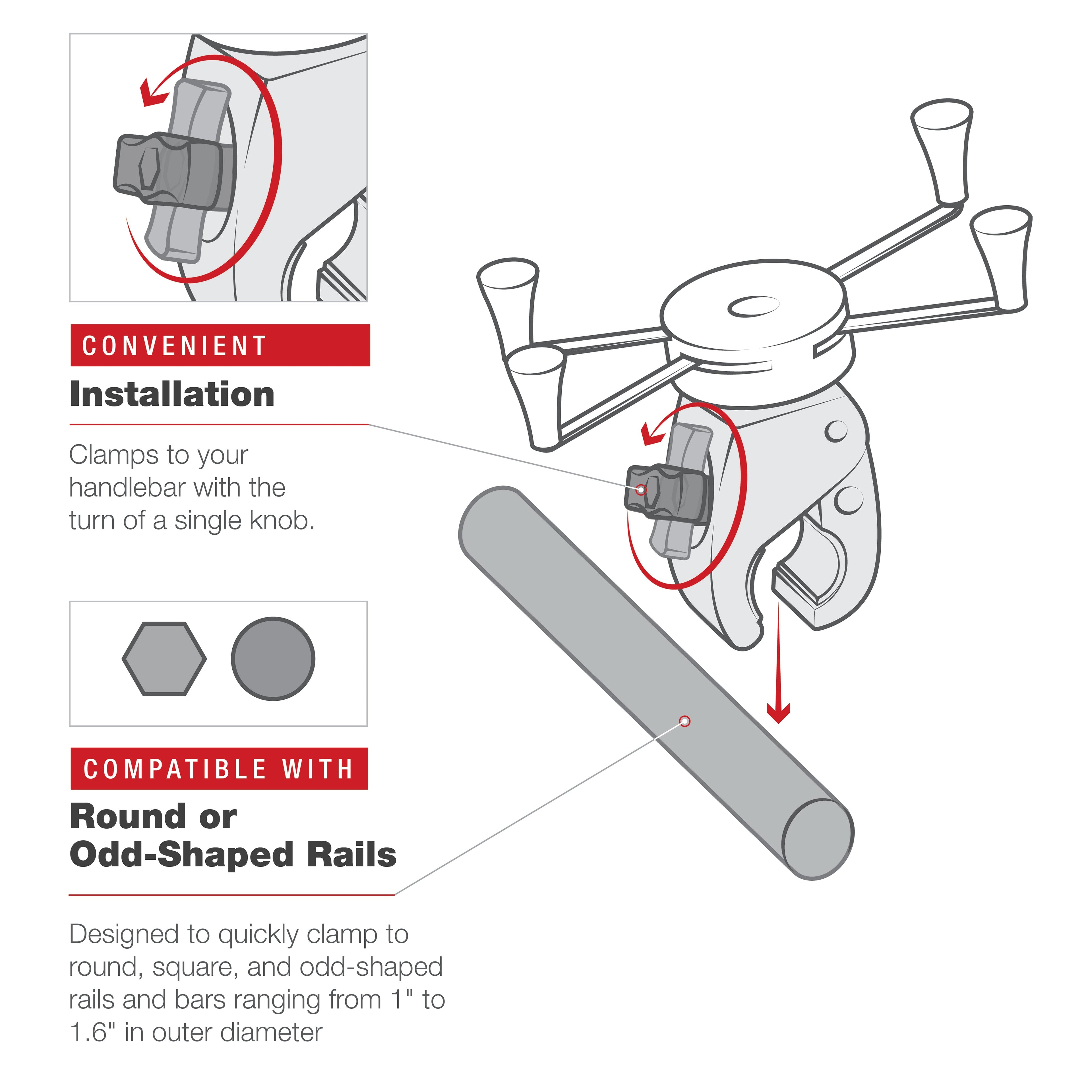 RAM-HOL-UN10-404-2U:RAM-HOL-UN10-404-2U_1:RAM® X-Grip® Large Phone Mount with Low-Profile Medium Tough-Claw™