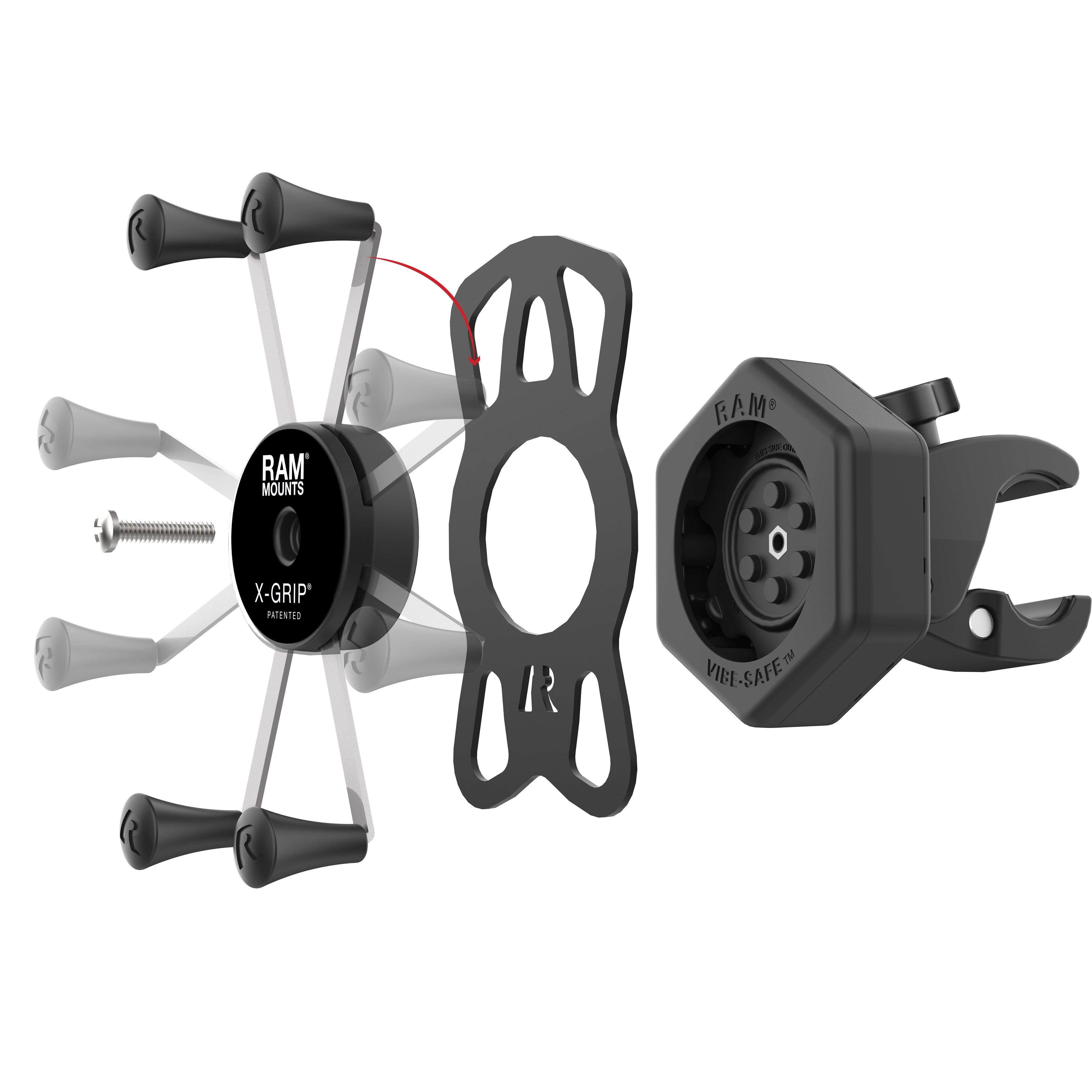RAM-HOL-UN10-462-400:RAM-HOL-UN10-462-400_1:RAM® X-Grip® Large Phone Mount with Vibe-Safe™ & Small Tough-Claw™