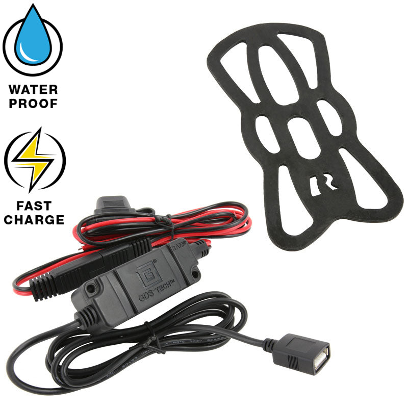 RAM-HOL-UN12WB-V7M-1:RAM-HOL-UN12WB-V7M-1_1:RAM® Tough-Charge™ 15W Waterproof Wireless Charging Holder with Charger