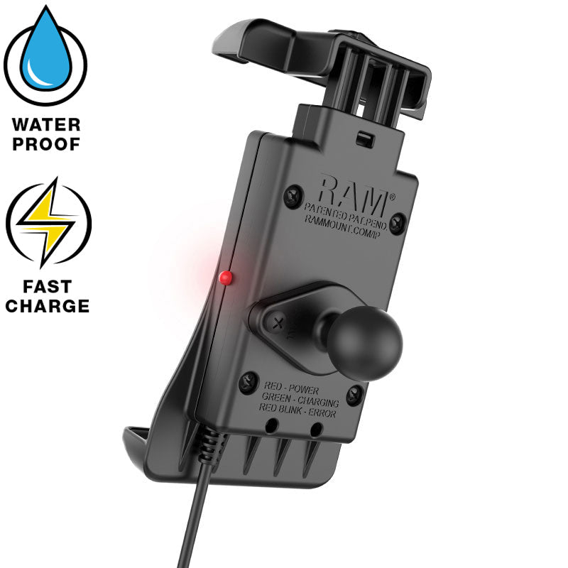 RAM-HOL-UN14WB-V7M-1:RAM-HOL-UN14WB-V7M-1_1:RAM® Quick-Grip™ 15W Waterproof Wireless Charging Holder with Charger