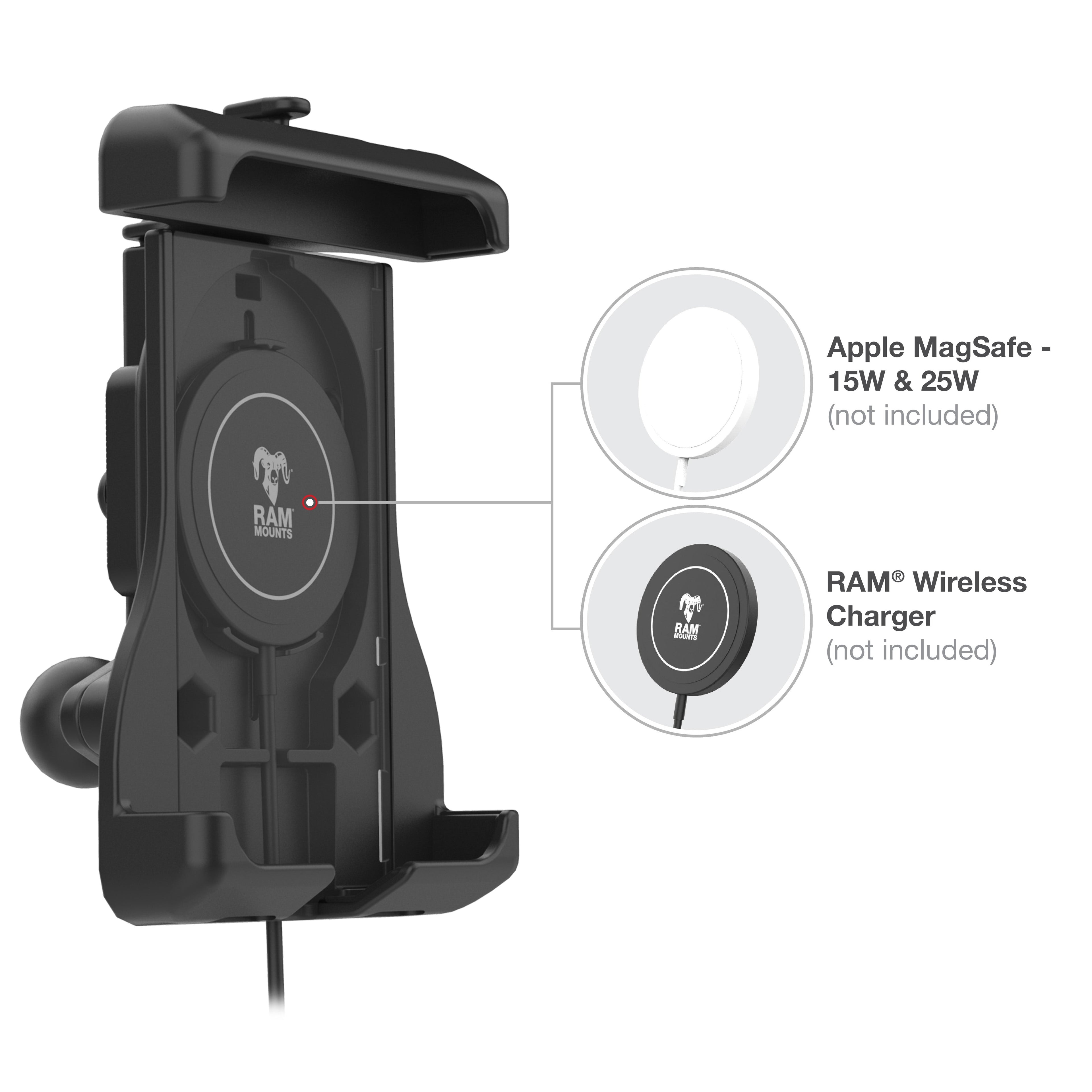 RAM-HOL-UN15WBU:RAM-HOL-UN15WBU_1:RAM® Quick-Grip™ Holder with Ball for iPhone 12 Series + MagSafe