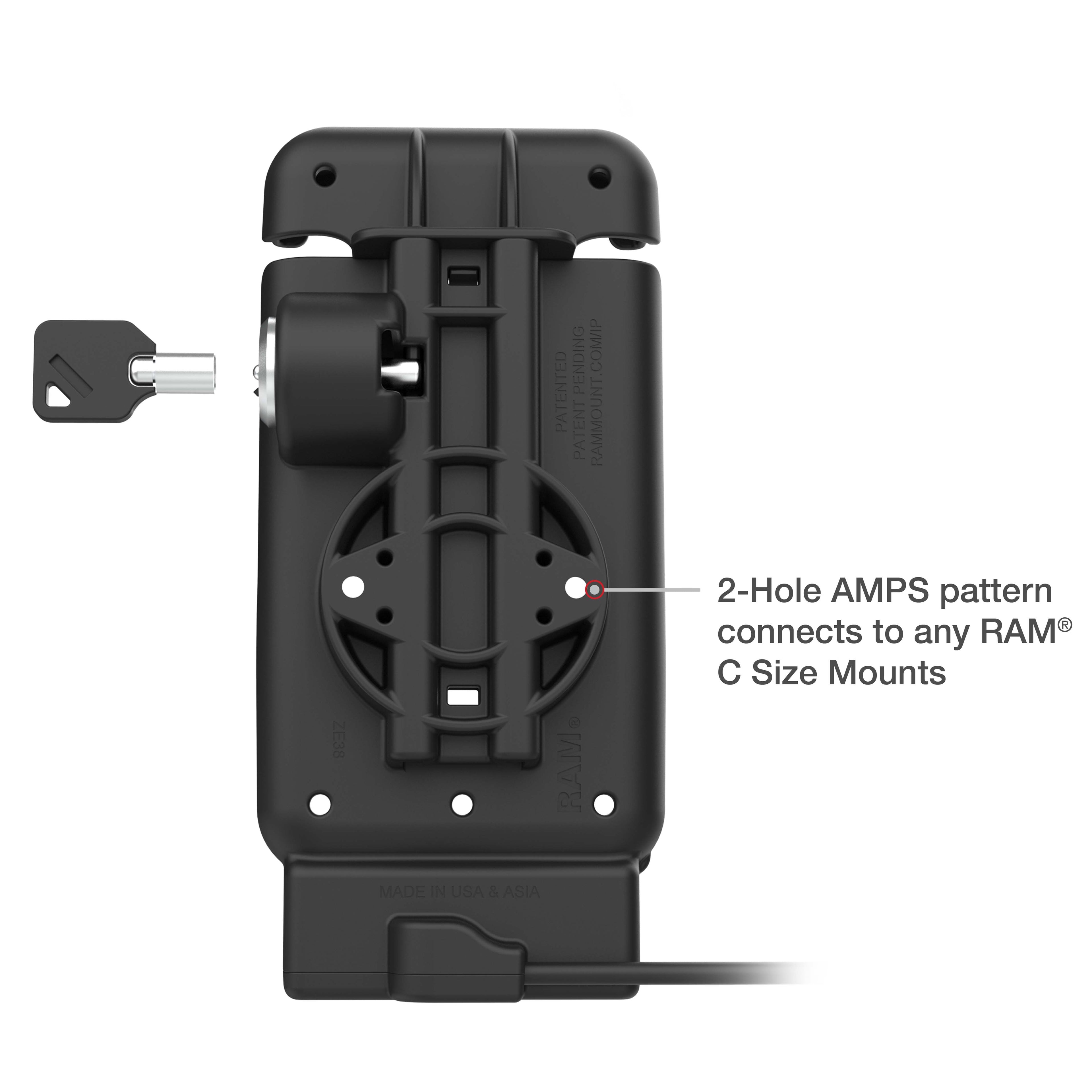 RAM-HOL-V15-SAM84CPLU:RAM-HOL-V15-SAM84CPLU_1:RAM® Locking Vehicle Dock for XCover7 Pro & 6 Pro with Case / RAM® Skin™