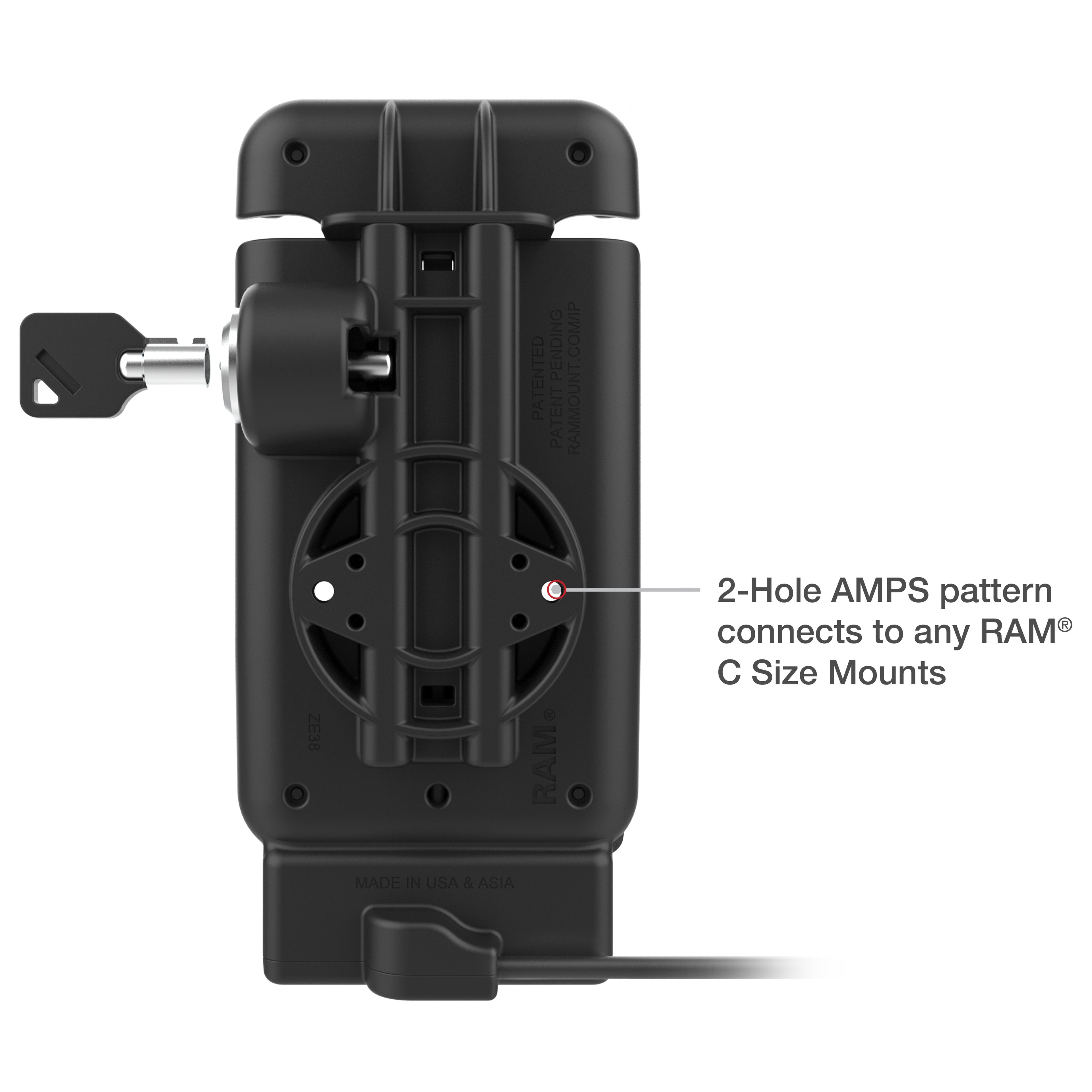 RAM-HOL-V15-SAM84PLU:RAM-HOL-V15-SAM84PLU_1:RAM® Powered Locking Vehicle Dock for XCover7 Pro & 6 Pro Without Case