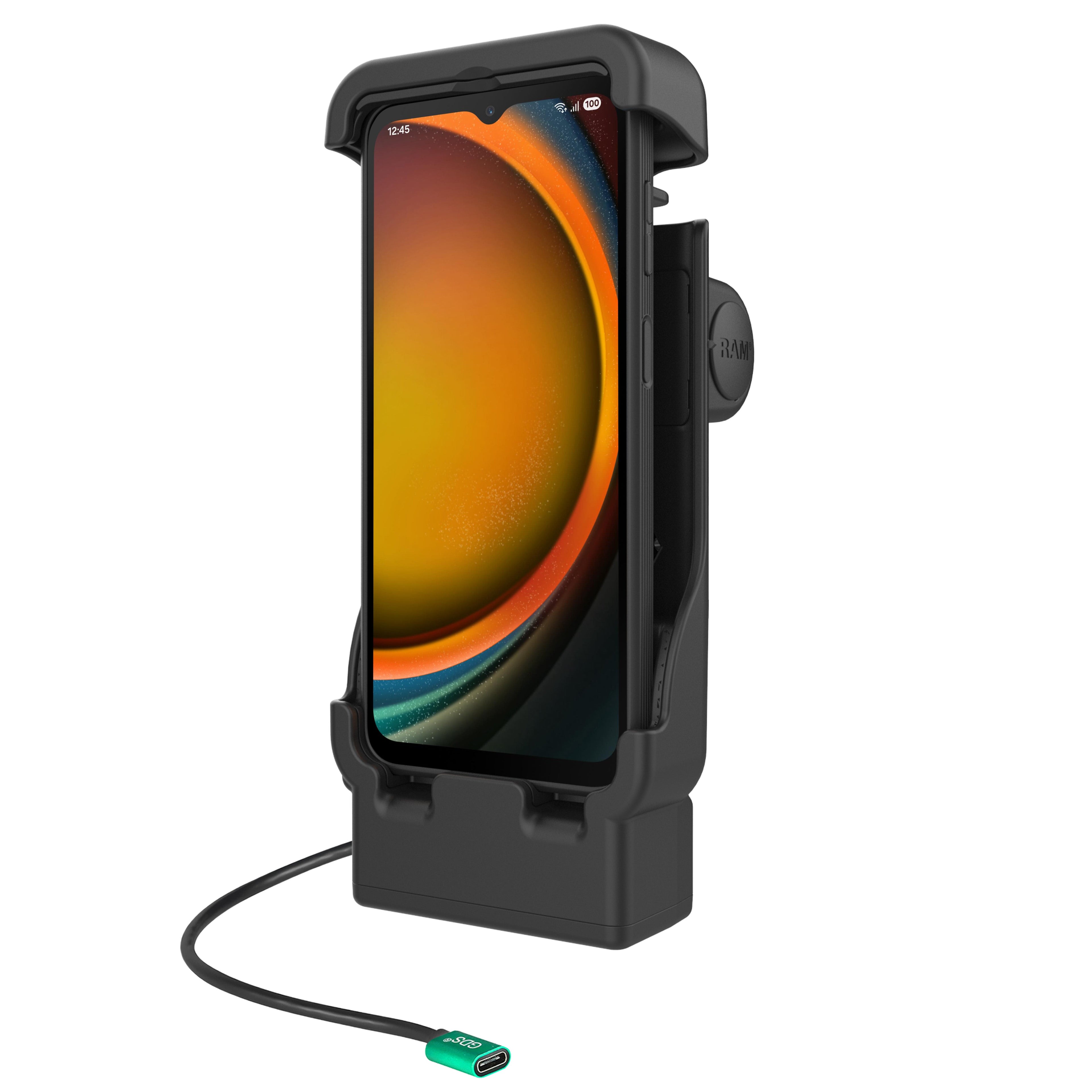 RAM-HOL-V15-SAM84PU:RAM-HOL-V15-SAM84PU_1:RAM® Powered Vehicle Dock for XCover7 Pro & 6 Pro Without Case