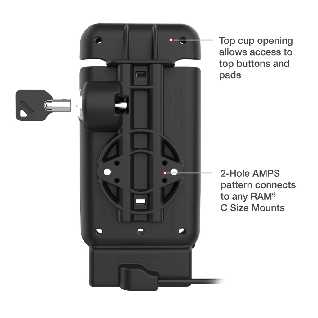 RAM-HOL-V15-ZE38PLU:RAM-HOL-V15-ZE38PLU_1:RAM® Powered Locking Vehicle Dock for Zebra EM45