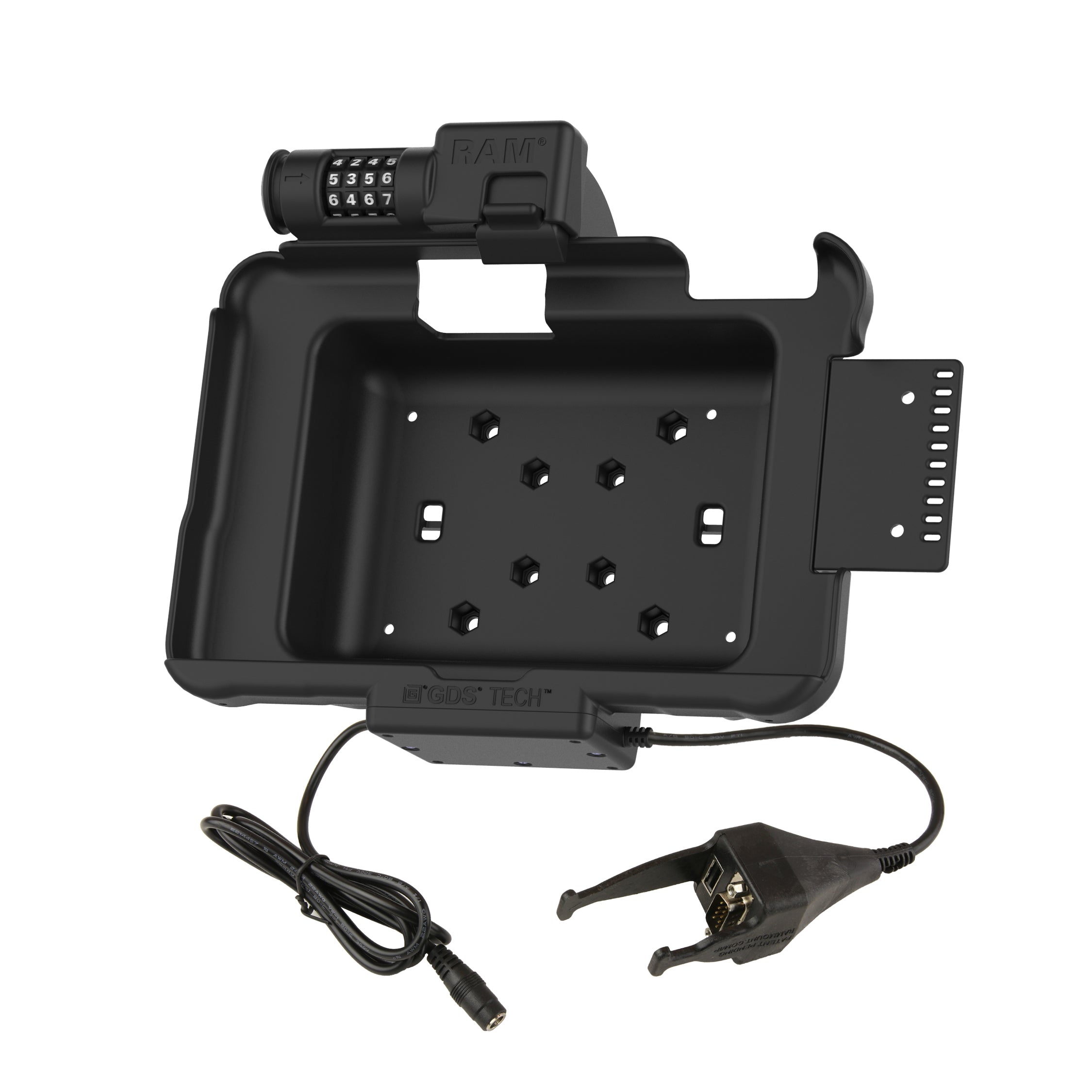 RAM-HOL-ZE10PDCL-DB9U:RAM-HOL-ZE10PDCL-DB9U_1:GDS® Combo Locking Power + Data & DB9 Dock for Zebra ET5x 8.3" & 8.4"