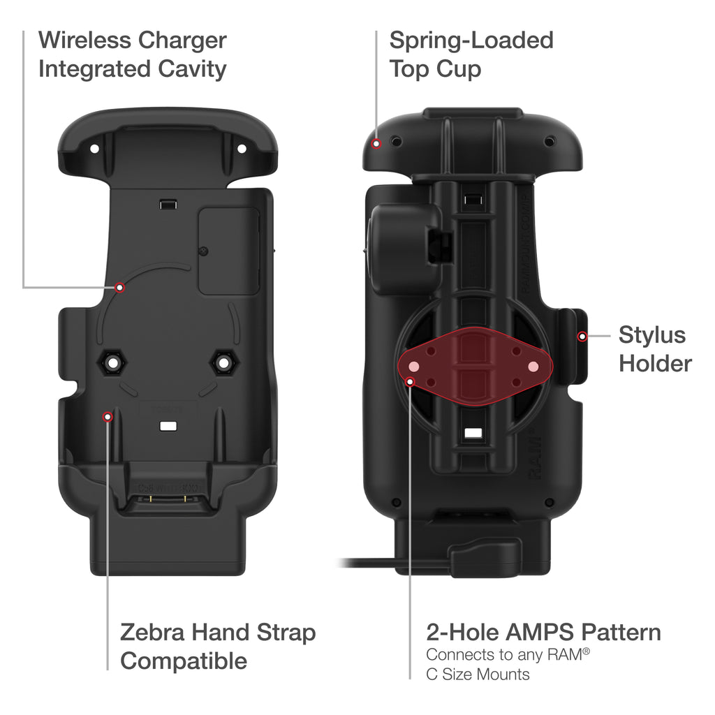 RAM-HOL-ZE17-1U:RAM-HOL-ZE17-1U_1:RAM® Form-Fit Powered Dock for Zebra TC73 & TC78