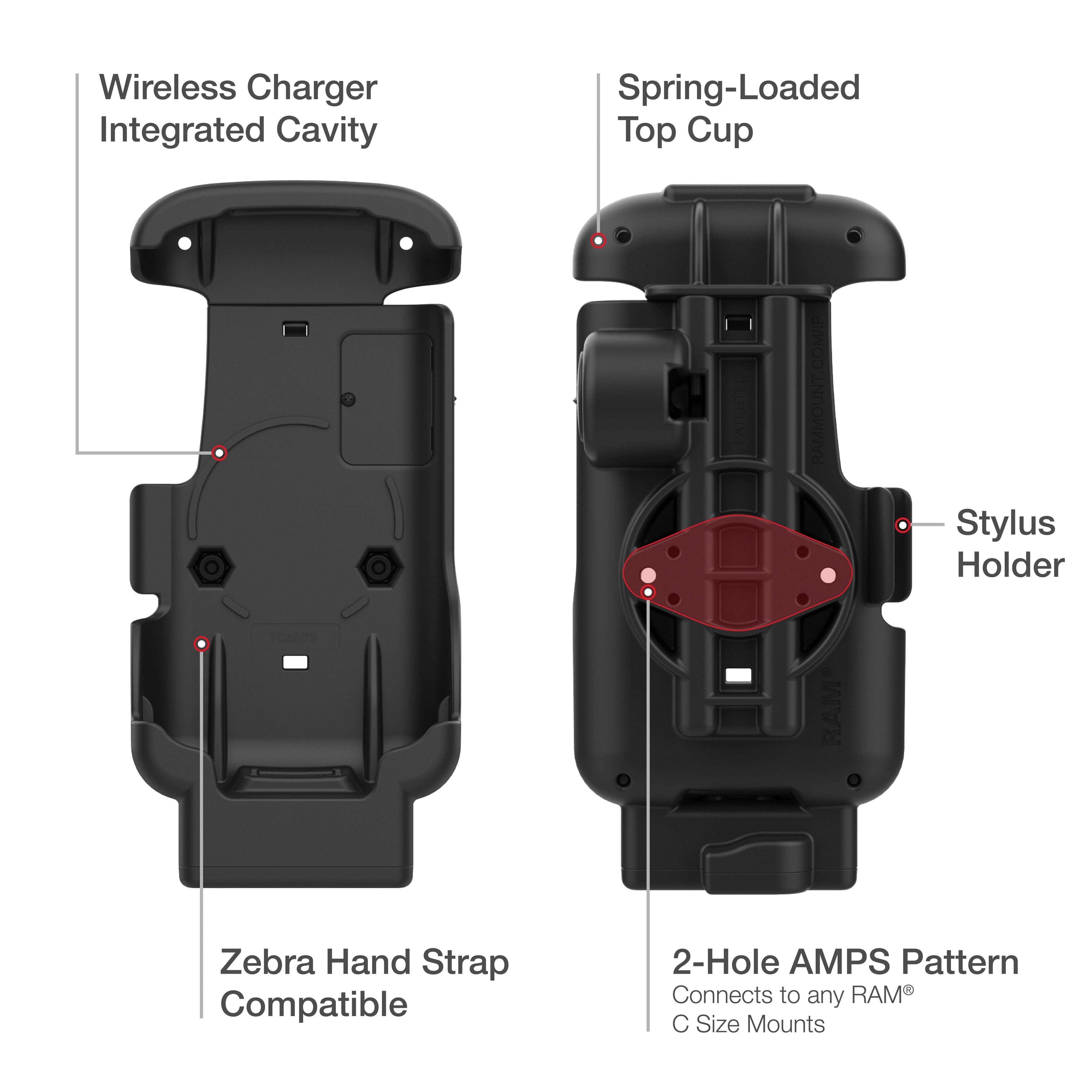 RAM-HOL-ZE17-NP-2U:RAM-HOL-ZE17-NP-2U_1:RAM® Form-Fit Dock for Zebra TC53 & TC58