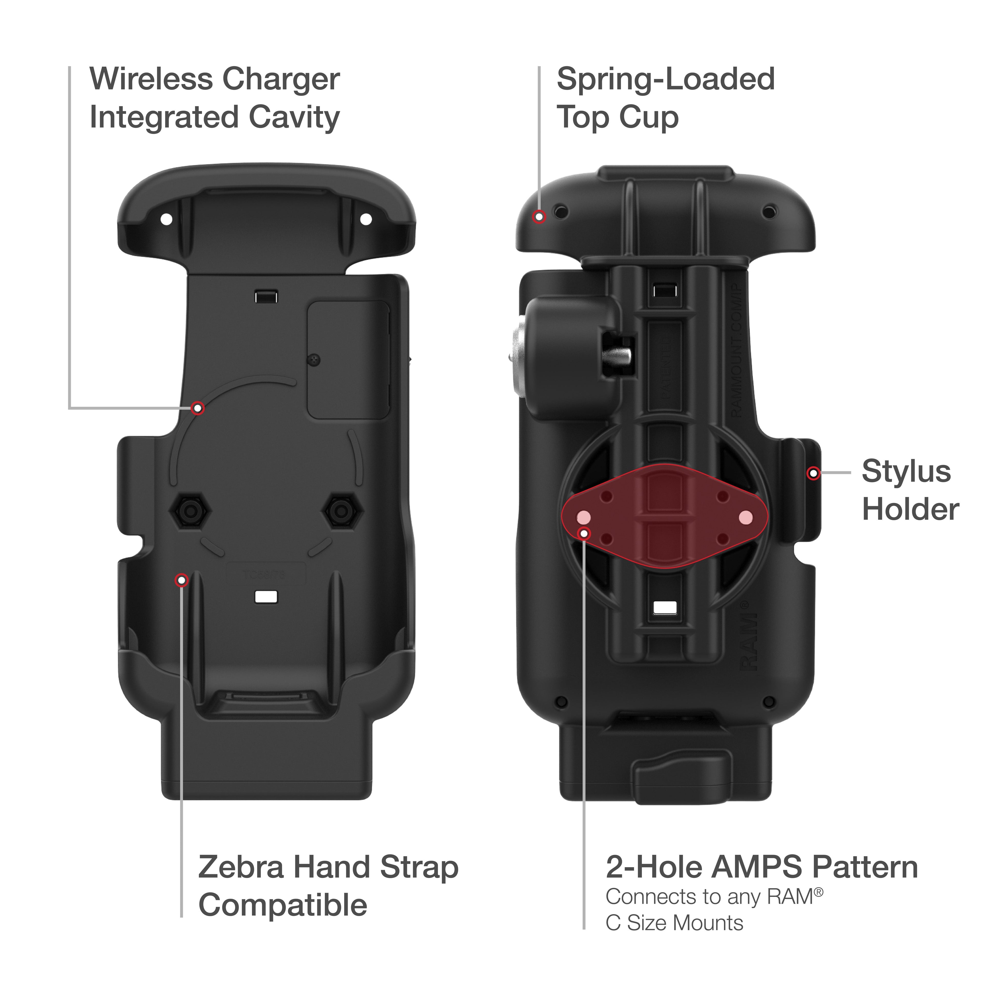 RAM-HOL-ZE17L-NP-1U:RAM-HOL-ZE17L-NP-1U_1:RAM® Key-Locking Form-Fit Holder for Zebra TC73 & TC78