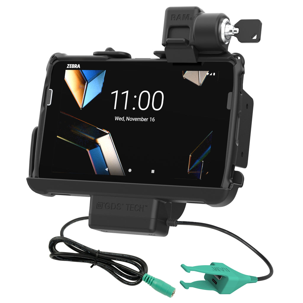 RAM-HOL-ZE20PKL-CAU:RAM-HOL-ZE20PKL-CAU_1:Locking RAM® Tough-Dock™ Power + USB-C & USB-A for Zebra ET401 & ET4x 8"