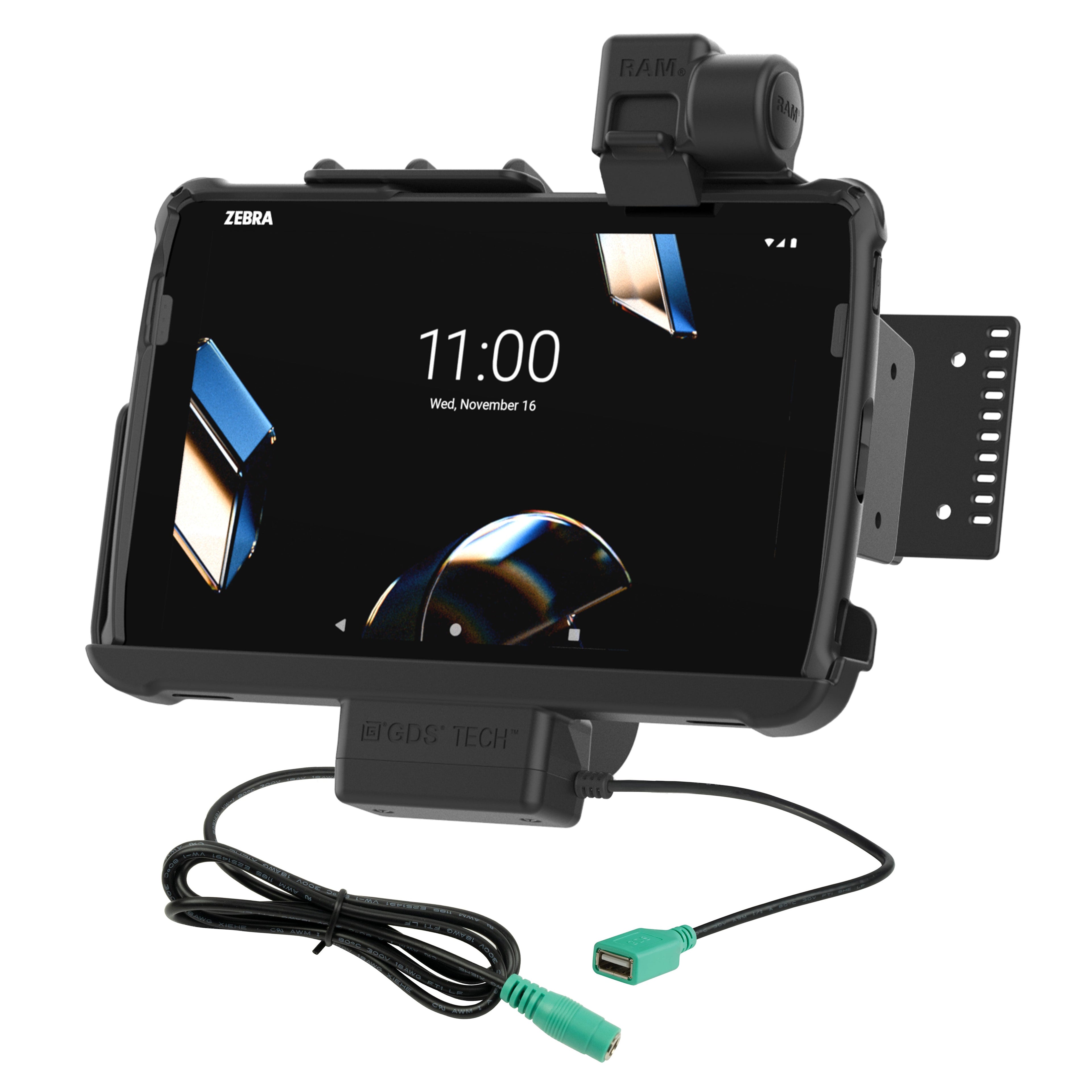 RAM-HOL-ZE21PDNLLU:RAM-HOL-ZE21PDNLLU_1:RAM® Tough-Dock™ Power + Data with Latch for Zebra ET401 & ET4x 10"