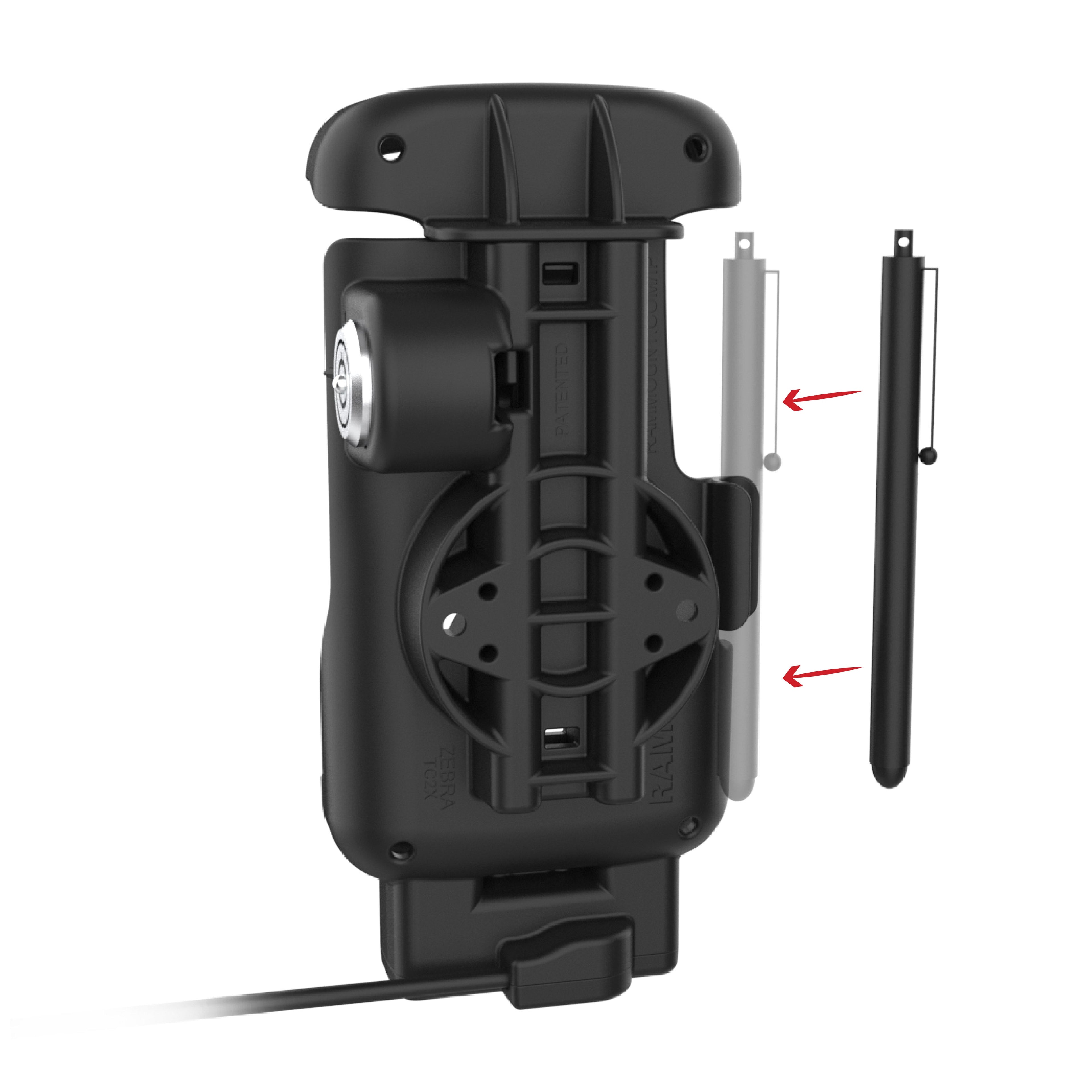 RAM-HOL-ZE24L-CU:RAM-HOL-ZE24L-CU_1:RAM® Locking Form-Fit Powered Dock for Zebra TC22 & TC27 with Boot