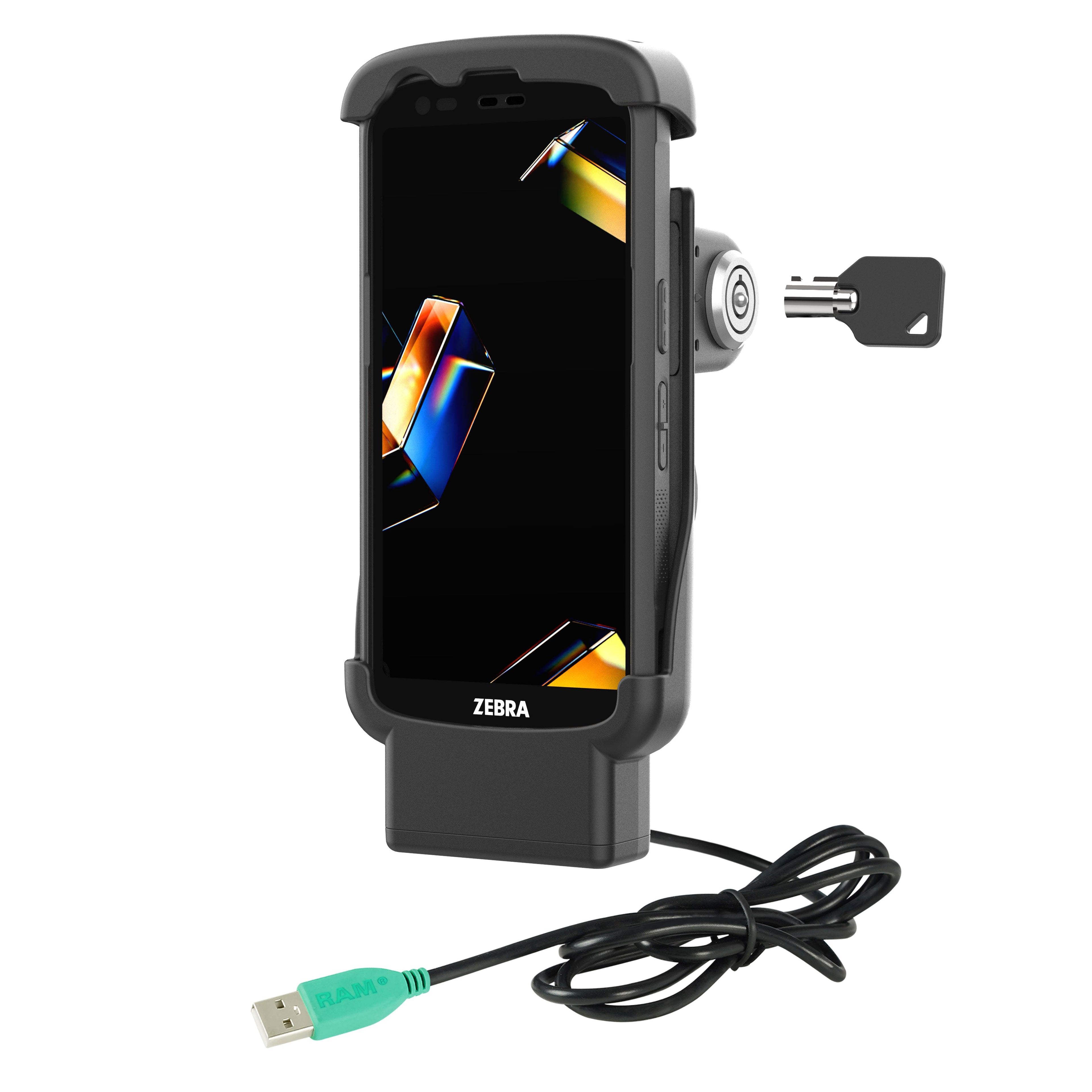 RAM-HOL-ZE24PLU:RAM-HOL-ZE24PLU_1:RAM® Locking Form-Fit Powered Dock for Zebra TC22 & TC27 with Boot