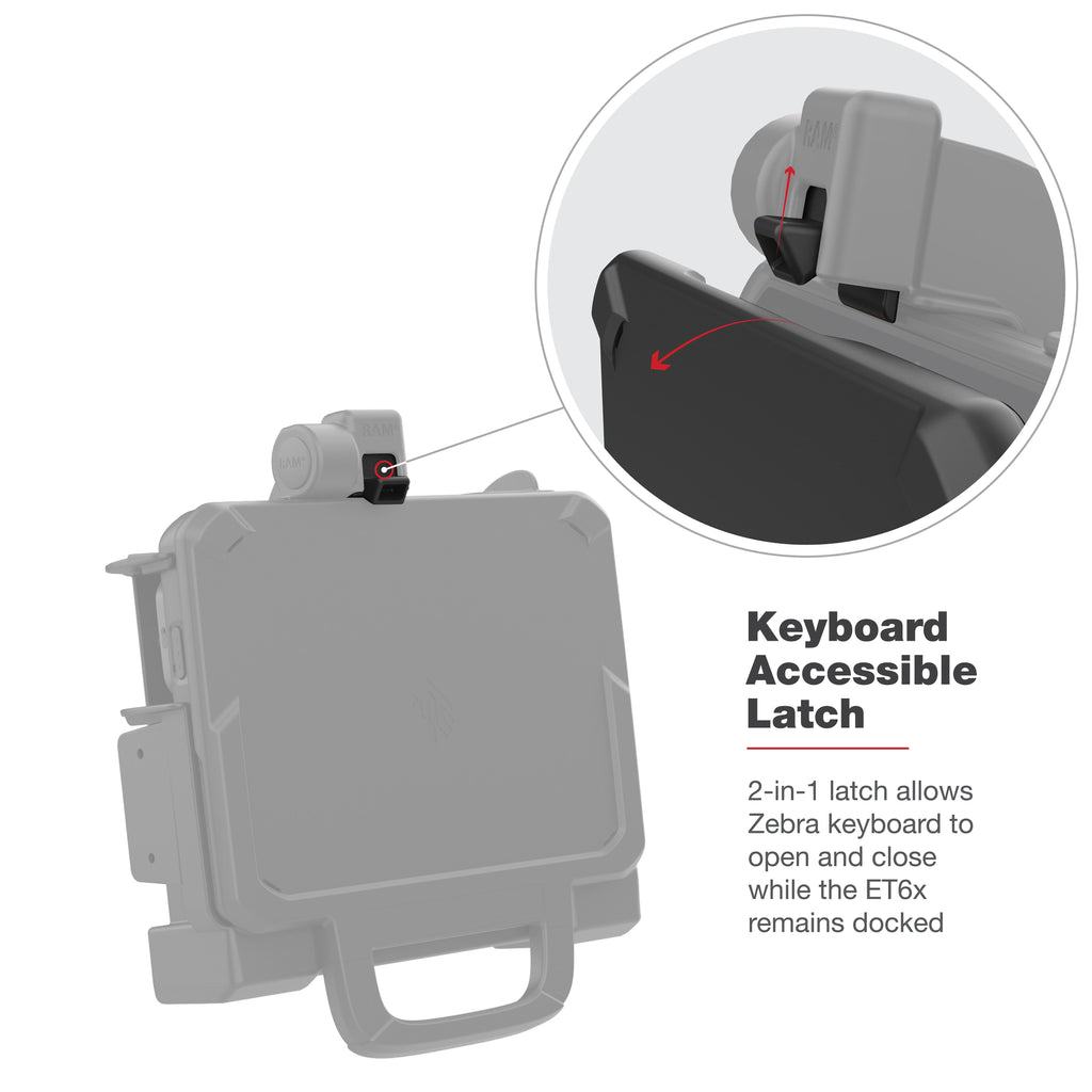 RAM-HOL-ZE25PD2HU:RAM-HOL-ZE25PD2HU_1:RAM® Power + Dual USB Dock for Zebra ET6x - Heated Pins