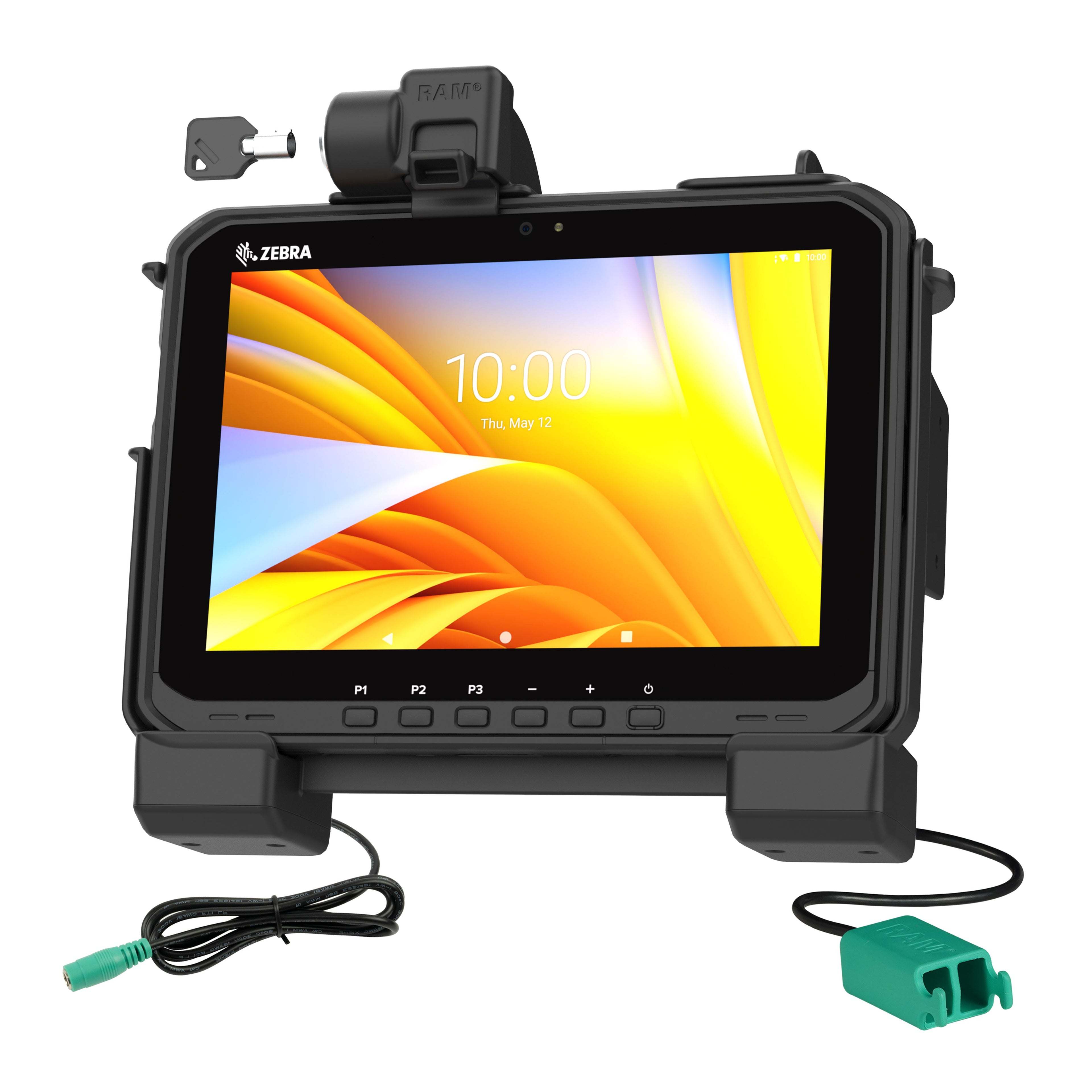 RAM-HOL-ZE25PD2LU:RAM-HOL-ZE25PD2LU_1:RAM® Power + Dual USB Locking Dock for Zebra ET6x