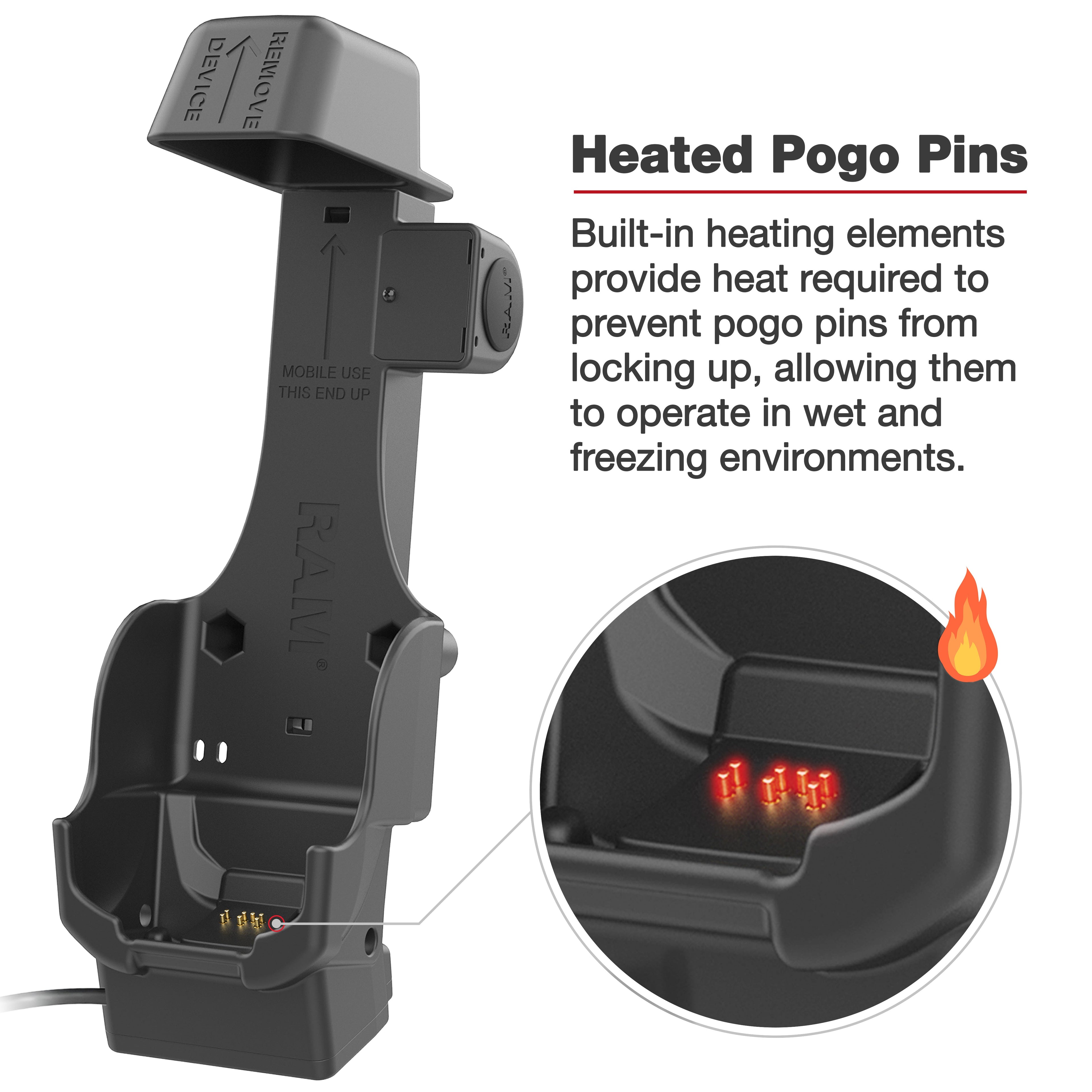 RAM-HOL-ZE26PHU:RAM-HOL-ZE26PHU_1:RAM® Powered Dock for Zebra TC8300 - Heated Pins