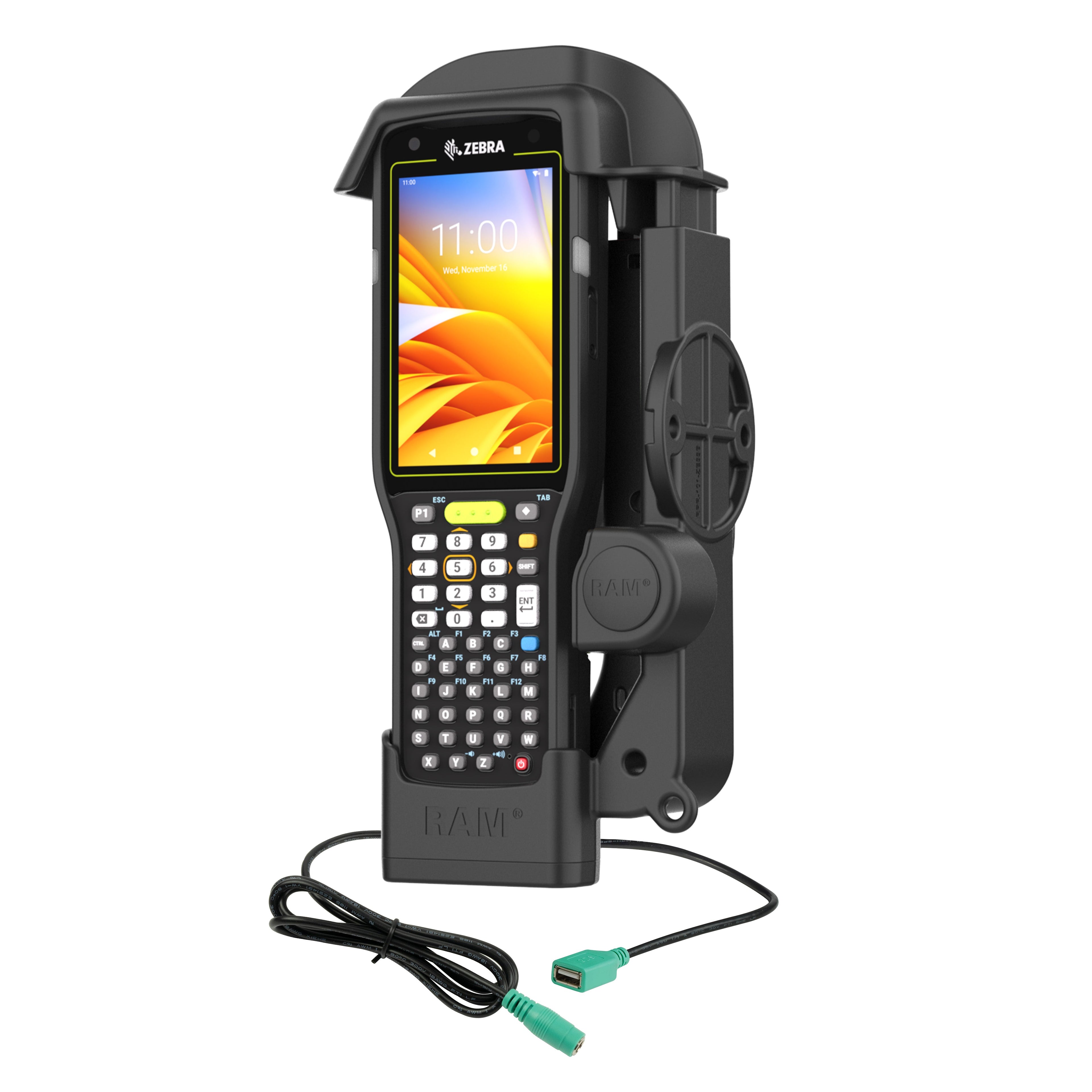 RAM-HOL-ZE33PDU:RAM-HOL-ZE33PDU_1:RAM® Powered Dock + Single USB-A for Zebra MC3300/3400/3450