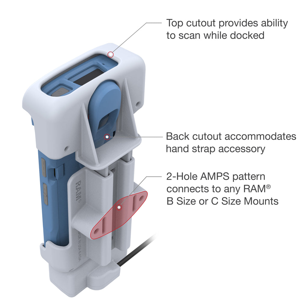 RAM-HOL-ZE39-C-GRY:RAM-HOL-ZE39-C-GRY_1:RAM® Powered Dock with USB-C for Zebra HC20 & HC50