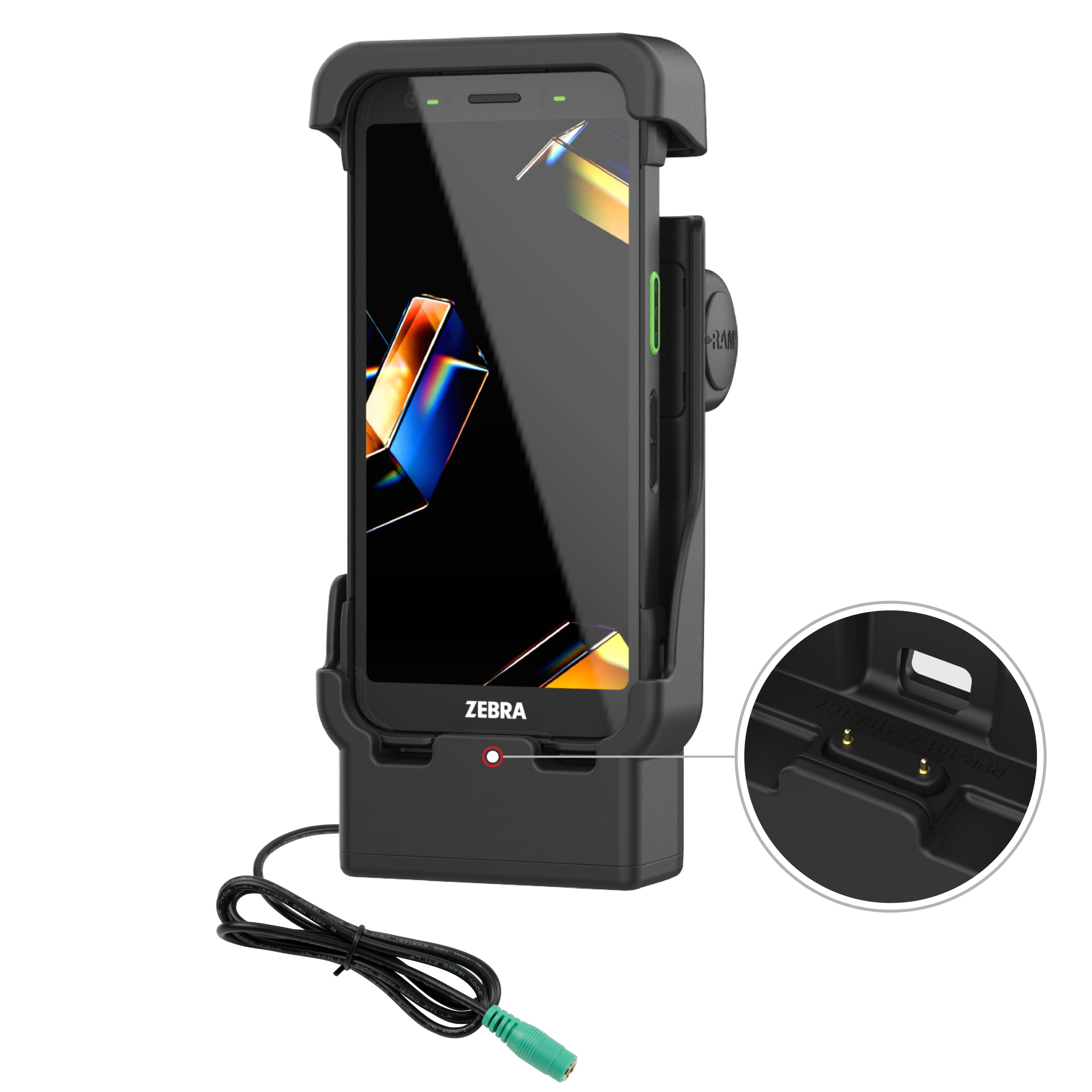 RAM-HOL-ZE41-1U:RAM-HOL-ZE41-1U_1:RAM® Powered Dock with Pogo Pins for Zebra TC701