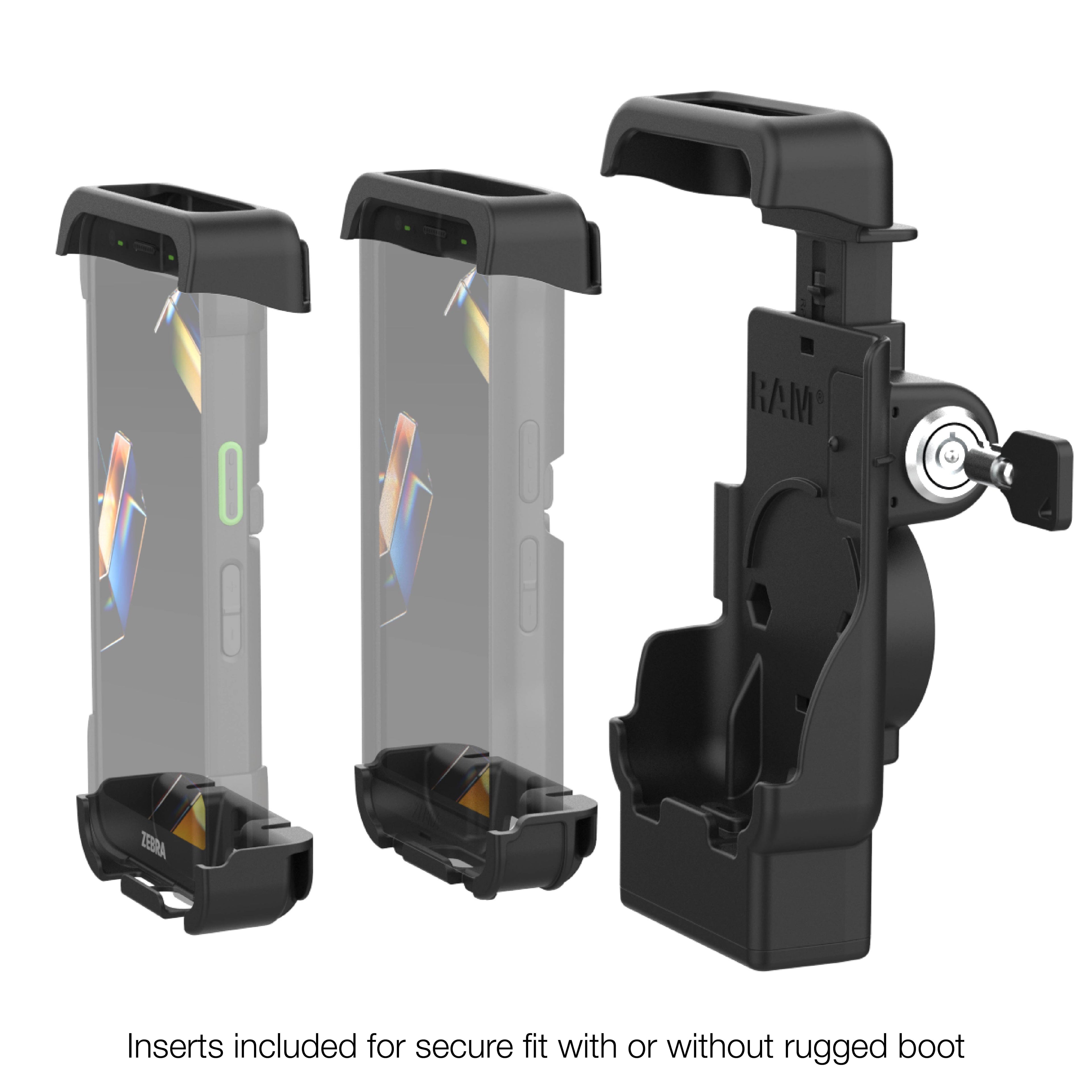 RAM-HOL-ZE41KL-NPU:RAM-HOL-ZE41KL-NPU_1:RAM® Locking Spring-Loaded Holder for Zebra TC501 & TC701