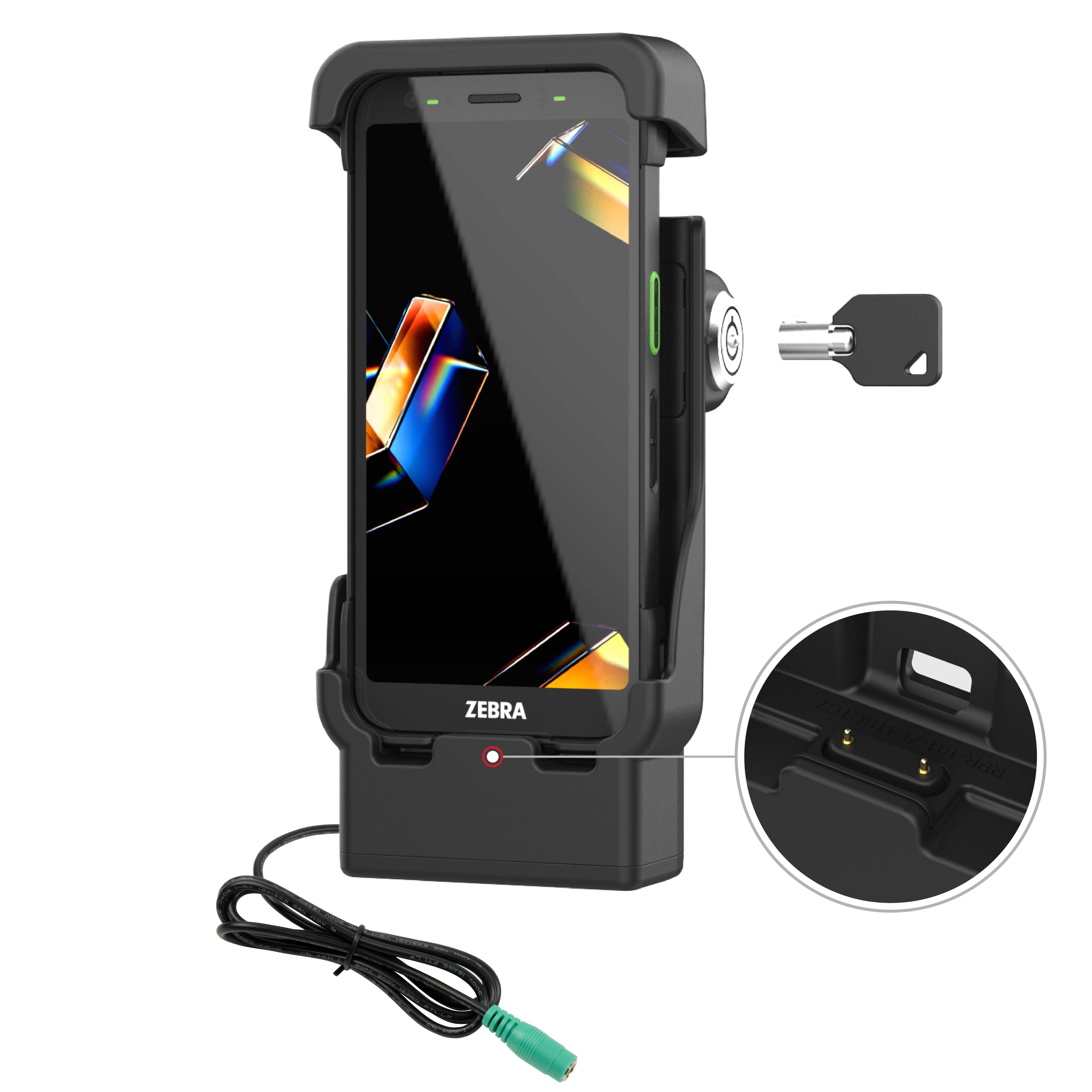 RAM-HOL-ZE41L-1U:RAM-HOL-ZE41L-1U_1:RAM® Locking Powered Dock with Pogo Pins for Zebra TC701