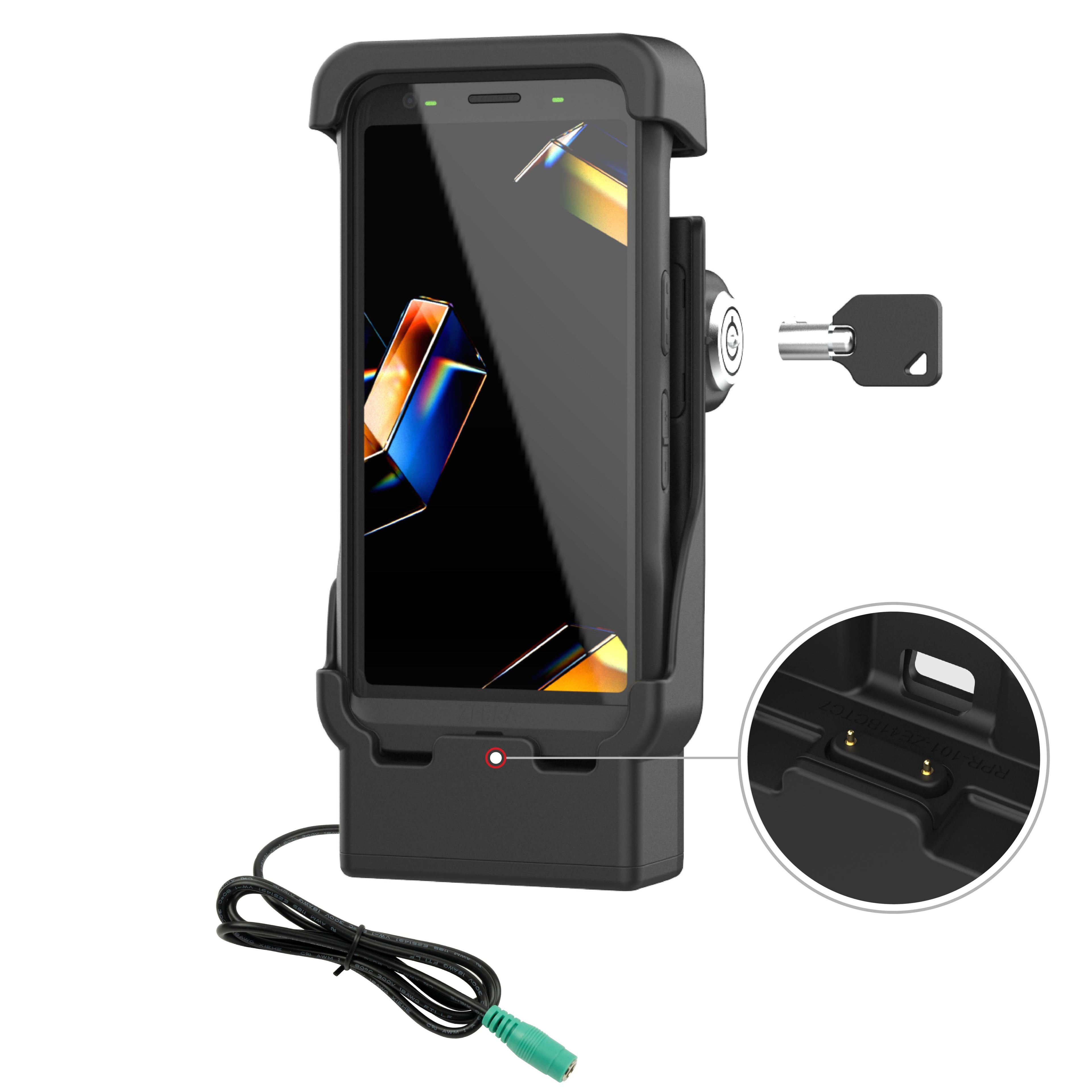 RAM-HOL-ZE41L-2U:RAM-HOL-ZE41L-2U_1:RAM® Locking Powered Dock with Pogo Pins for Zebra TC501
