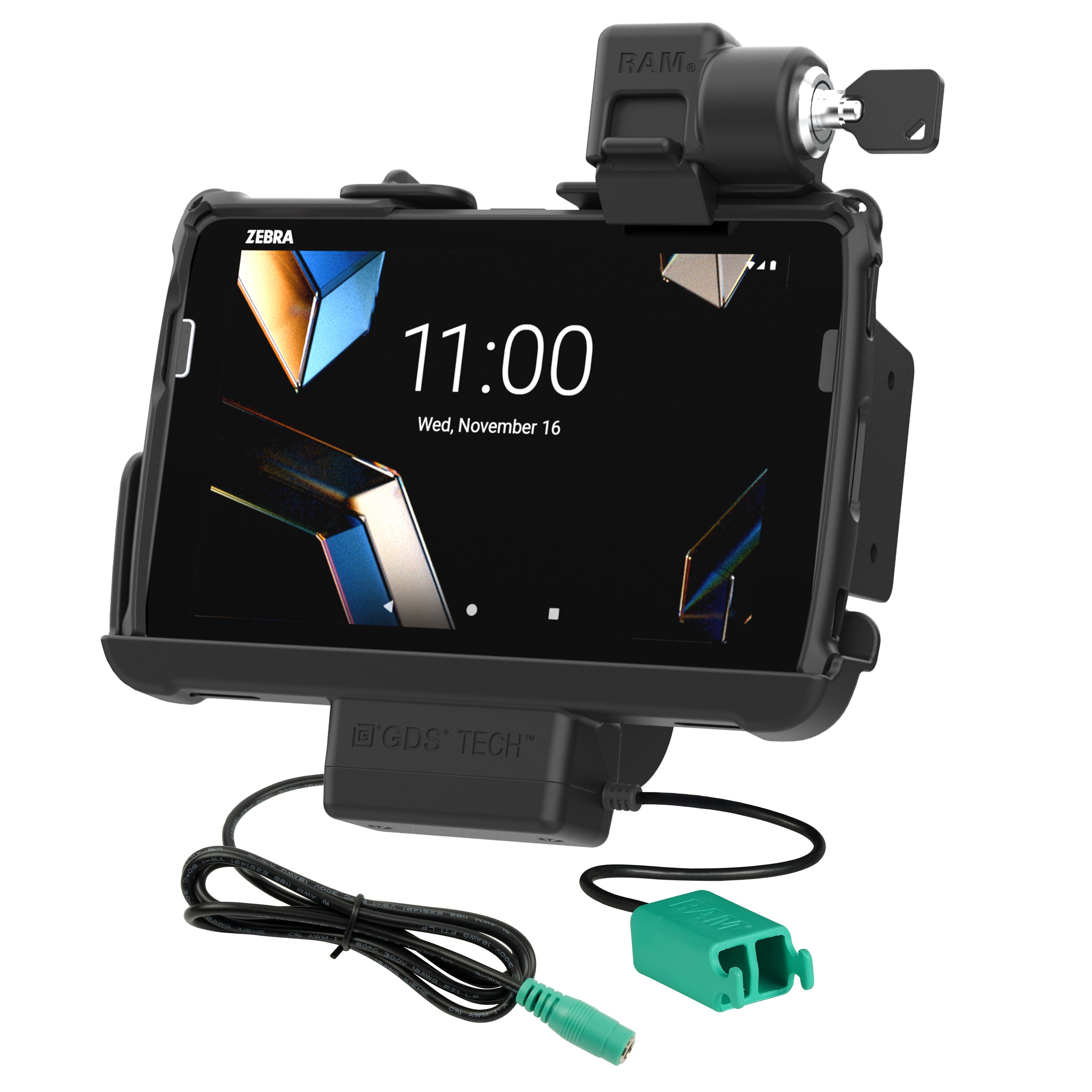 RAM-HOL-ZE44PD2LU:RAM-HOL-ZE44PD2LU_1:Locking RAM® Tough-Dock™ Power + Dual USB for Zebra ET401 8"