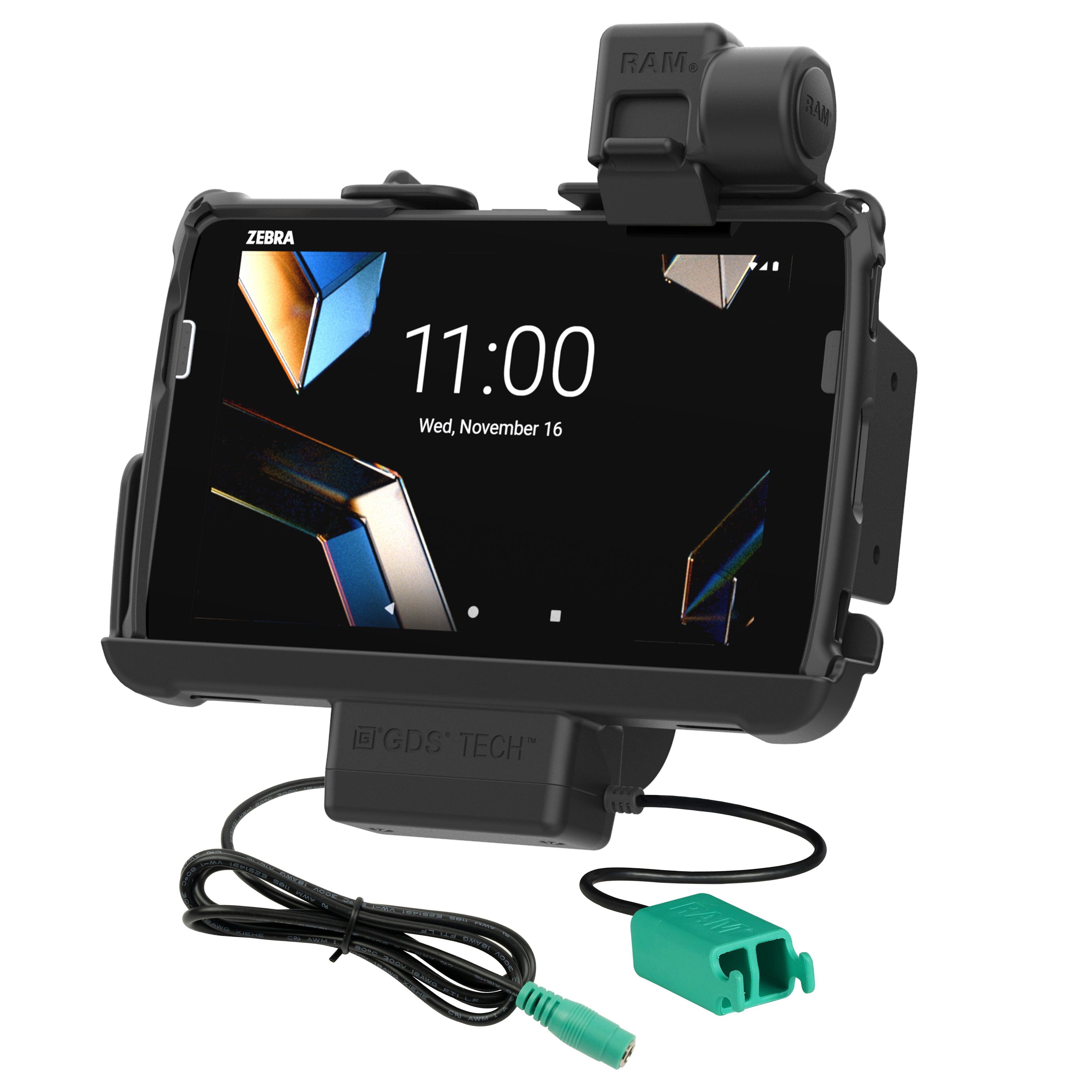 RAM-HOL-ZE44PD2U:RAM-HOL-ZE44PD2U_1:RAM® Tough-Dock™ Power + Dual USB with Latch for Zebra ET401 8"