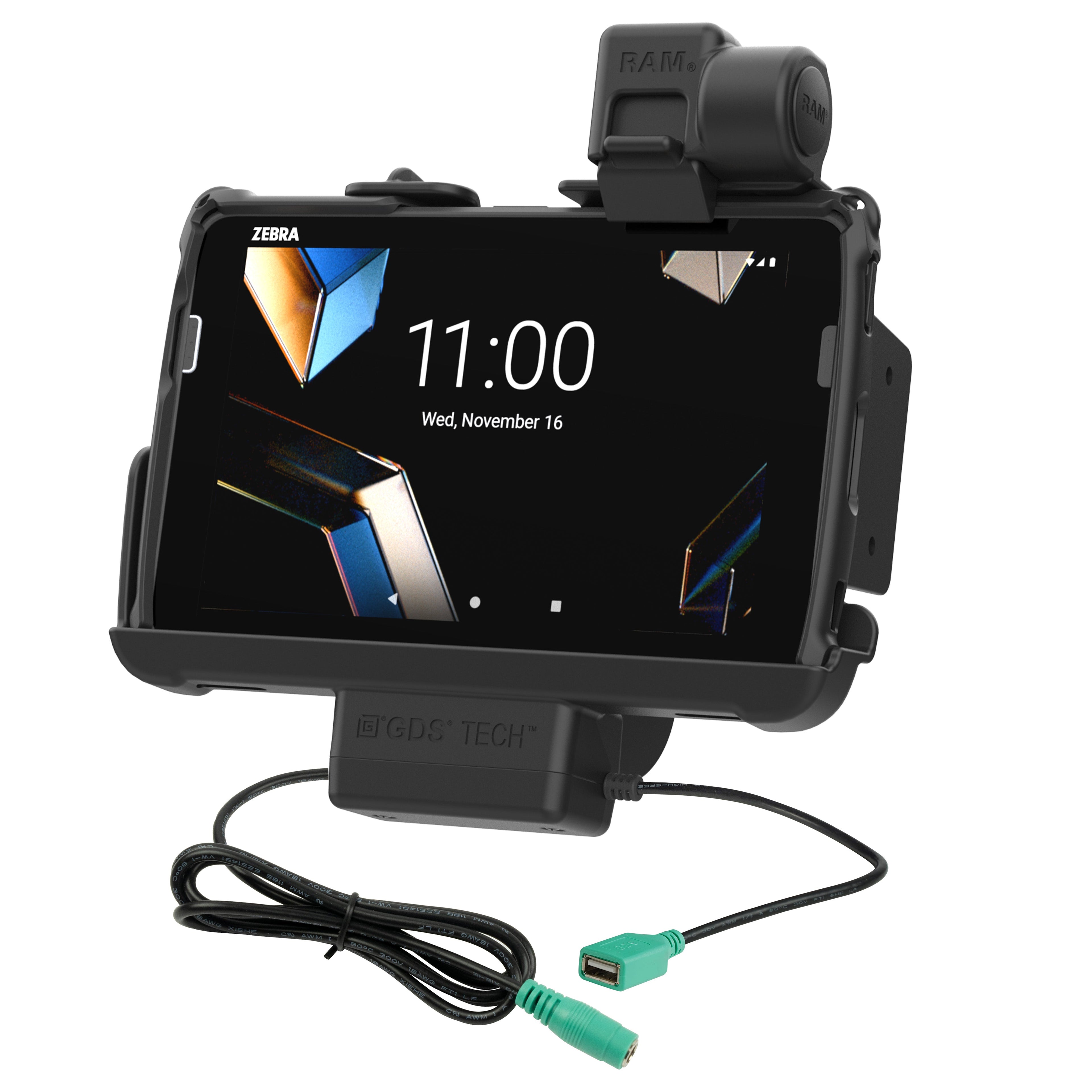 RAM-HOL-ZE44PDU:RAM-HOL-ZE44PDU_1:RAM® Tough-Dock™ Power + Data with Latch for Zebra ET401 8"